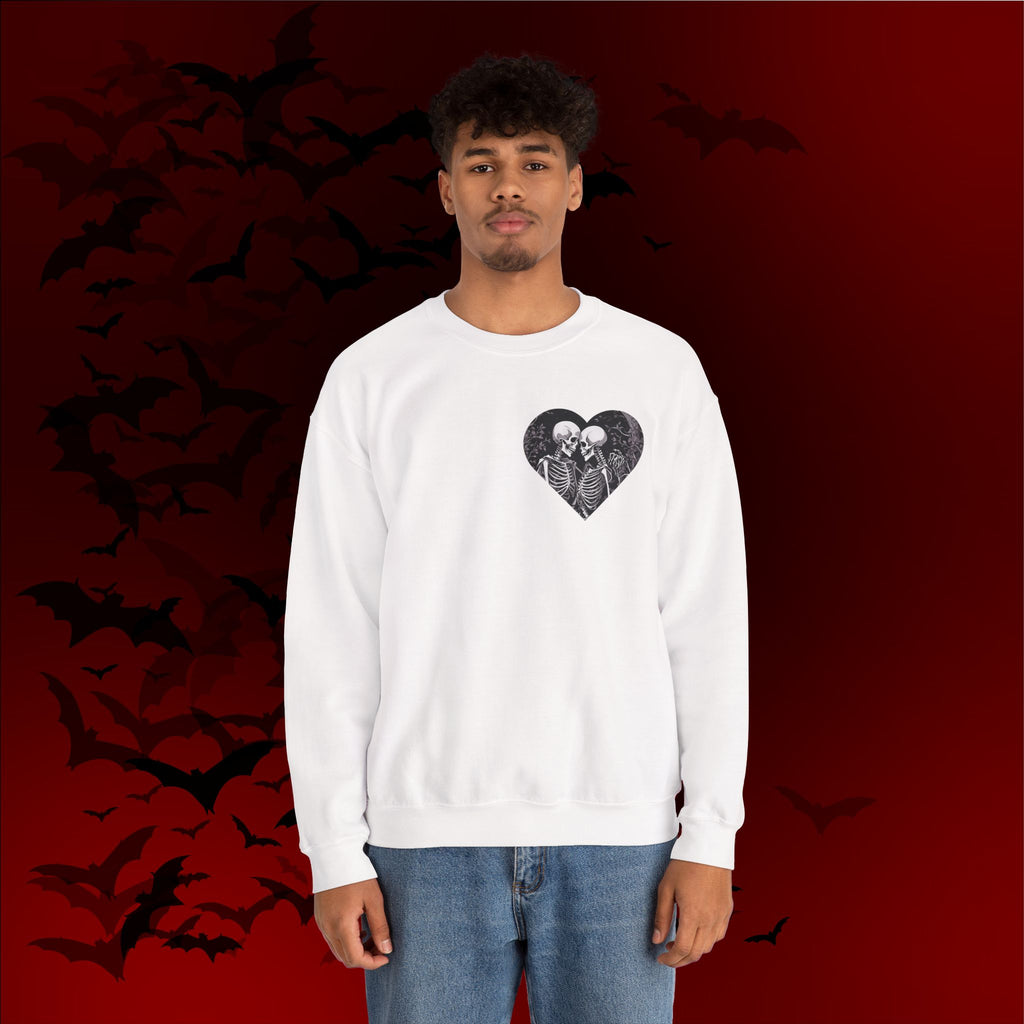 Gothic Valloween Skeleton Love Crewneck Sweatshirt — Dark Romance Couples Valentine's Day