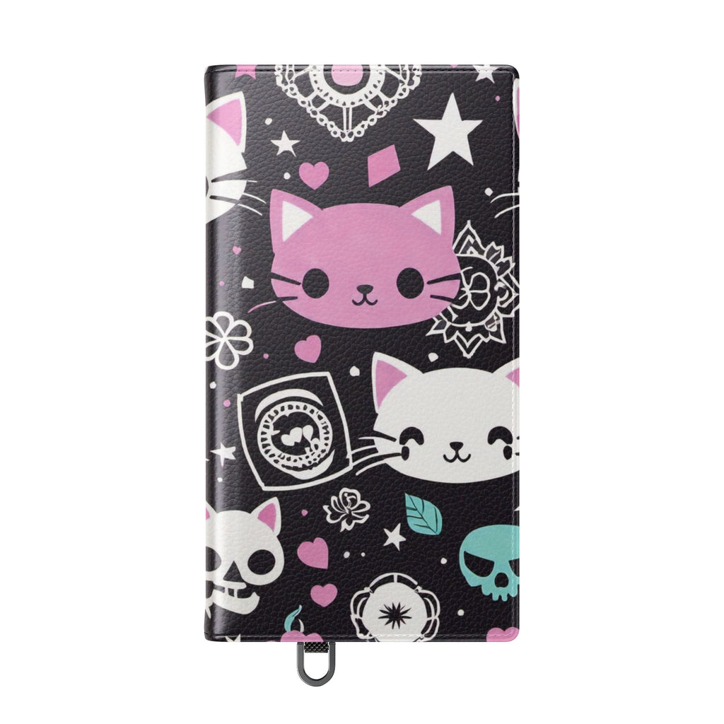 Pastel Goth Cat Flip Wallet Phone Case - Goth Cat Wallet Case for Samsung iPhone - Gothic Style Cats Wallet Phone Cases