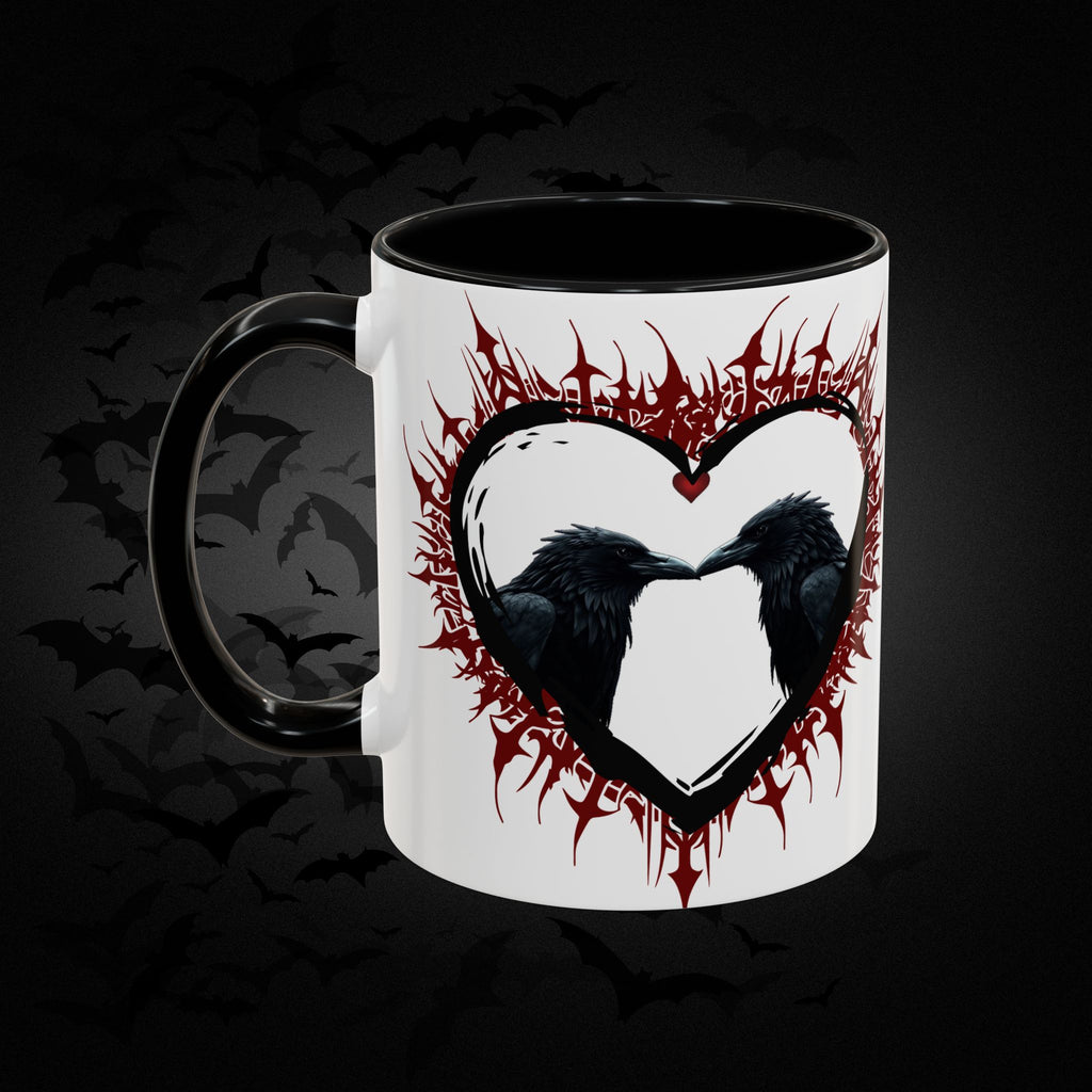 Raven Heart Gothic Coffee Mug — Dark Romance Corvid Design