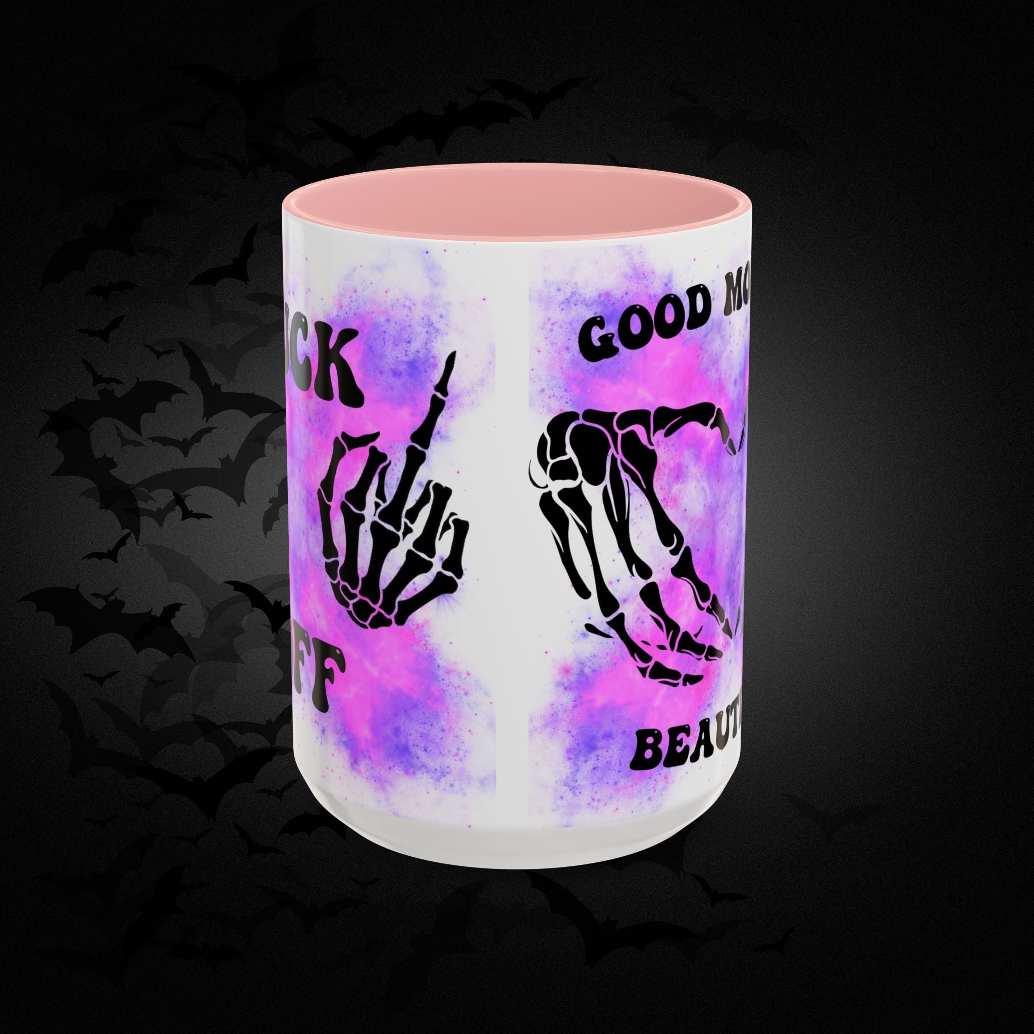 Good Morning Beautiful Fuck Off Skeleton Hands Accent Coffee Mug