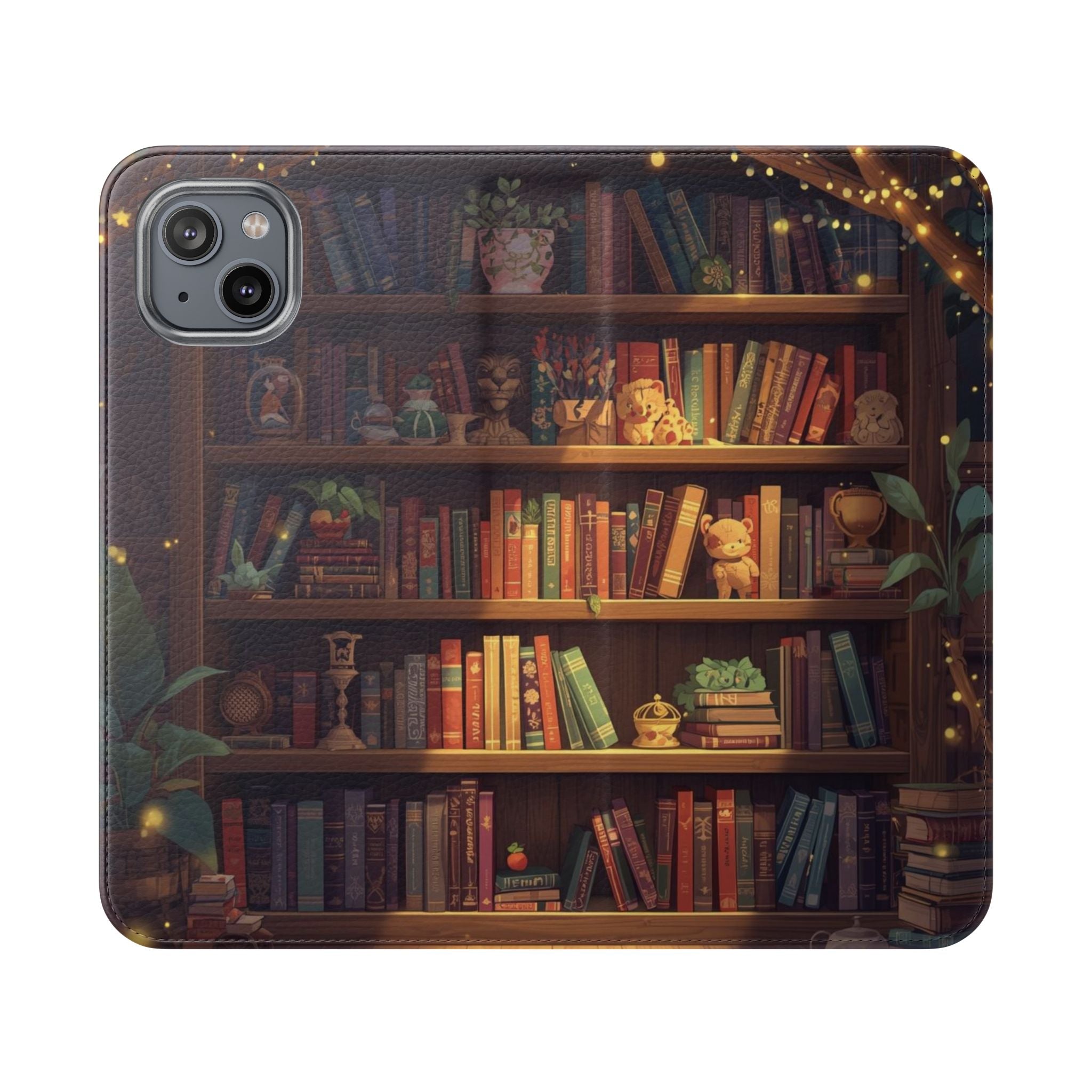 Whimsigoth Bookcase Wallet Flip Case - Romantasy Reader Phone Wallet - Book Pattern Flip Case - Bookish Phone Case