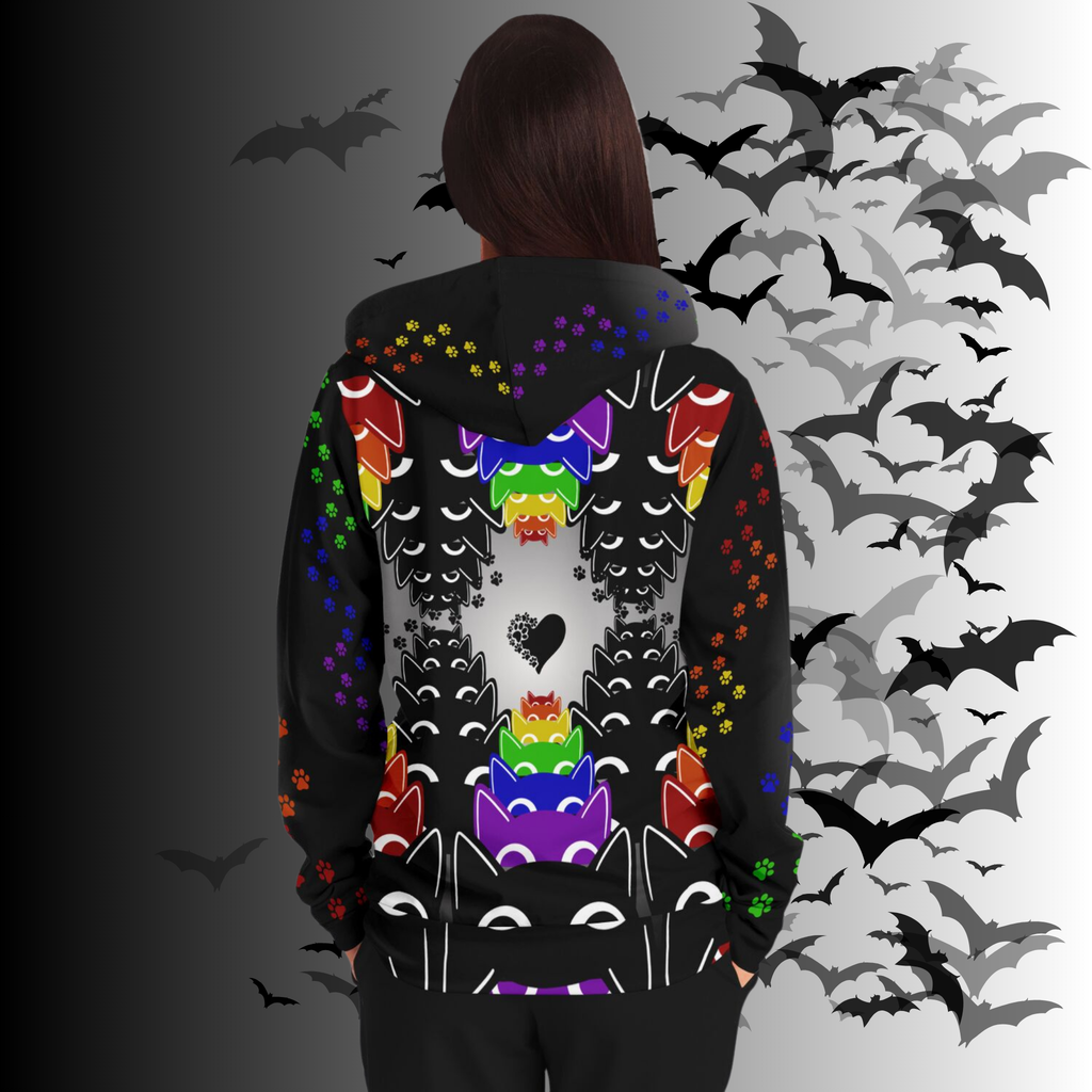 Rainbow Cats All Over Print Zip Hoodie