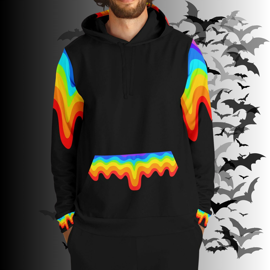 Rainbow Vomit Cloud Bat All Over Print Pullover Hoodie — Kawaii Goth Pride Unisex AOP Hoodie