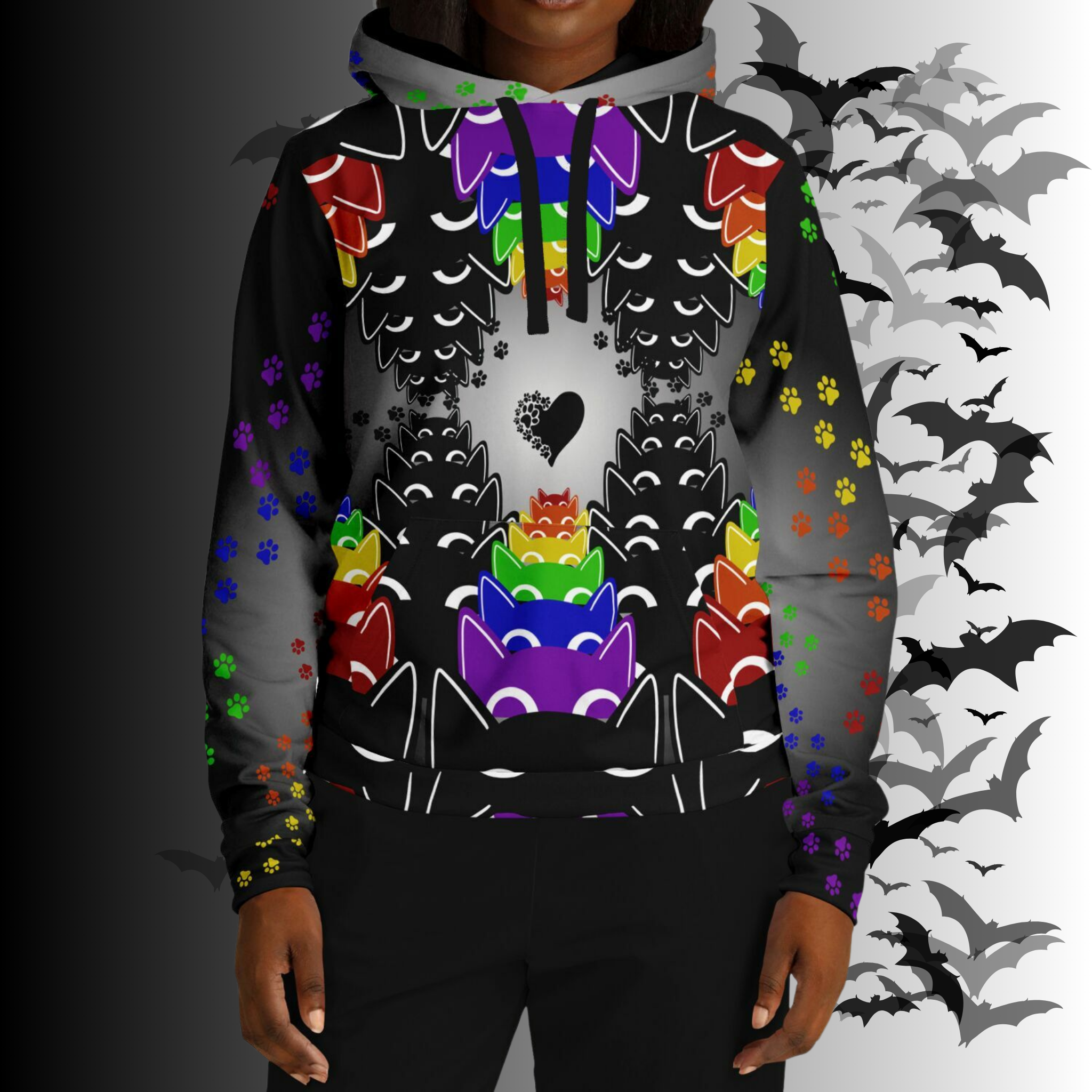 Rainbow Cats All Over Print Hoodie