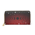 Gothic Moon Phase Wallet | Crimson Dark Academia Faux Leather Zipper Clutch