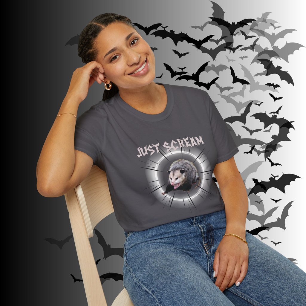 "Just Scream" Possum T-Shirt — Edgy Humor Gothic Tee