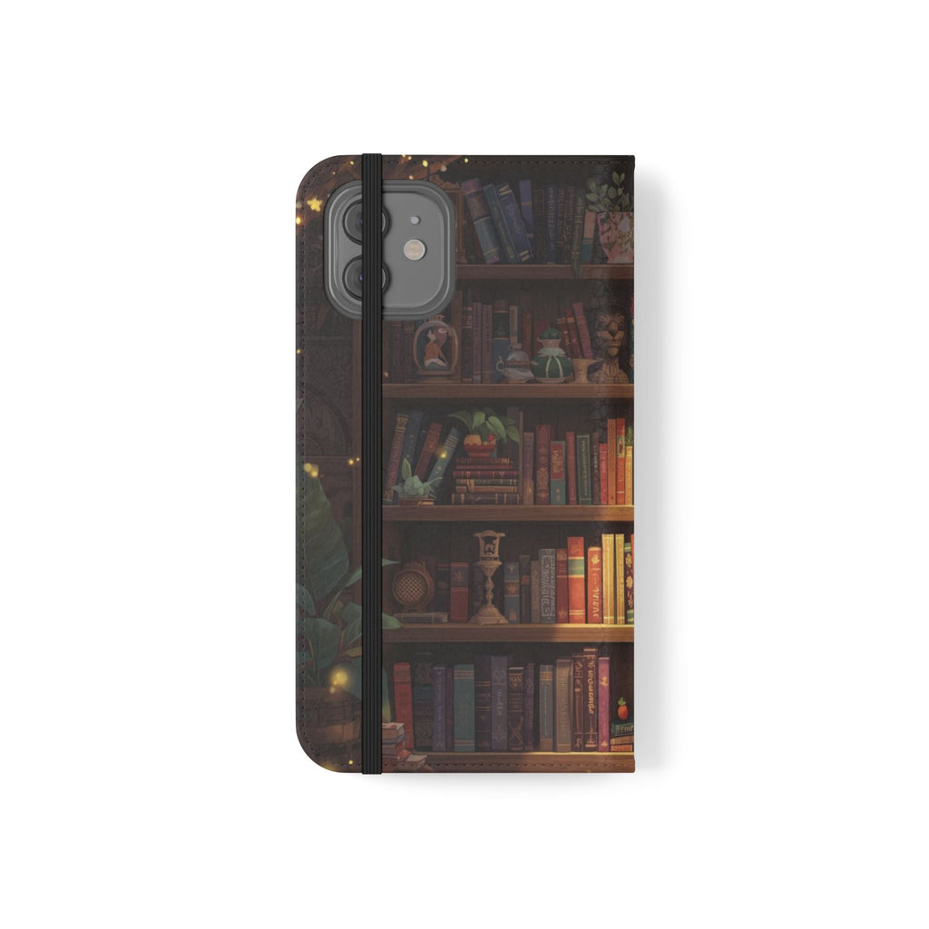 Whimsigoth Bookcase Wallet Flip Case - Romantasy Reader Phone Wallet - Book Pattern Flip Case - Bookish Phone Case