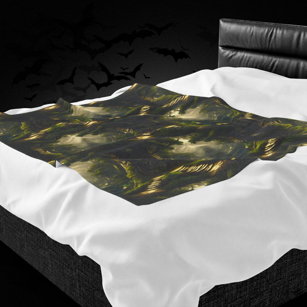 Mystical Forest Throw Blanket — Dark Cottagecore Woodland Home Decor