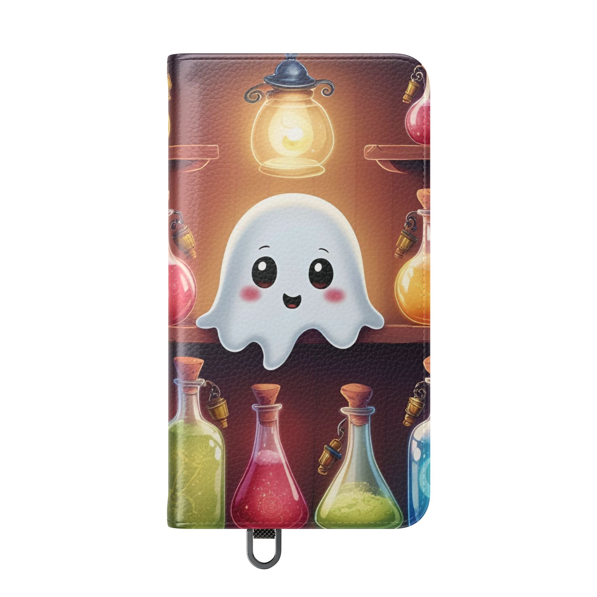 Apothecary Ghost Flip Wallet Case - Spooky Halloween Phone Case - Gothic Ghost Smartphone Case -  Ghost on a Shelf Wallet Case