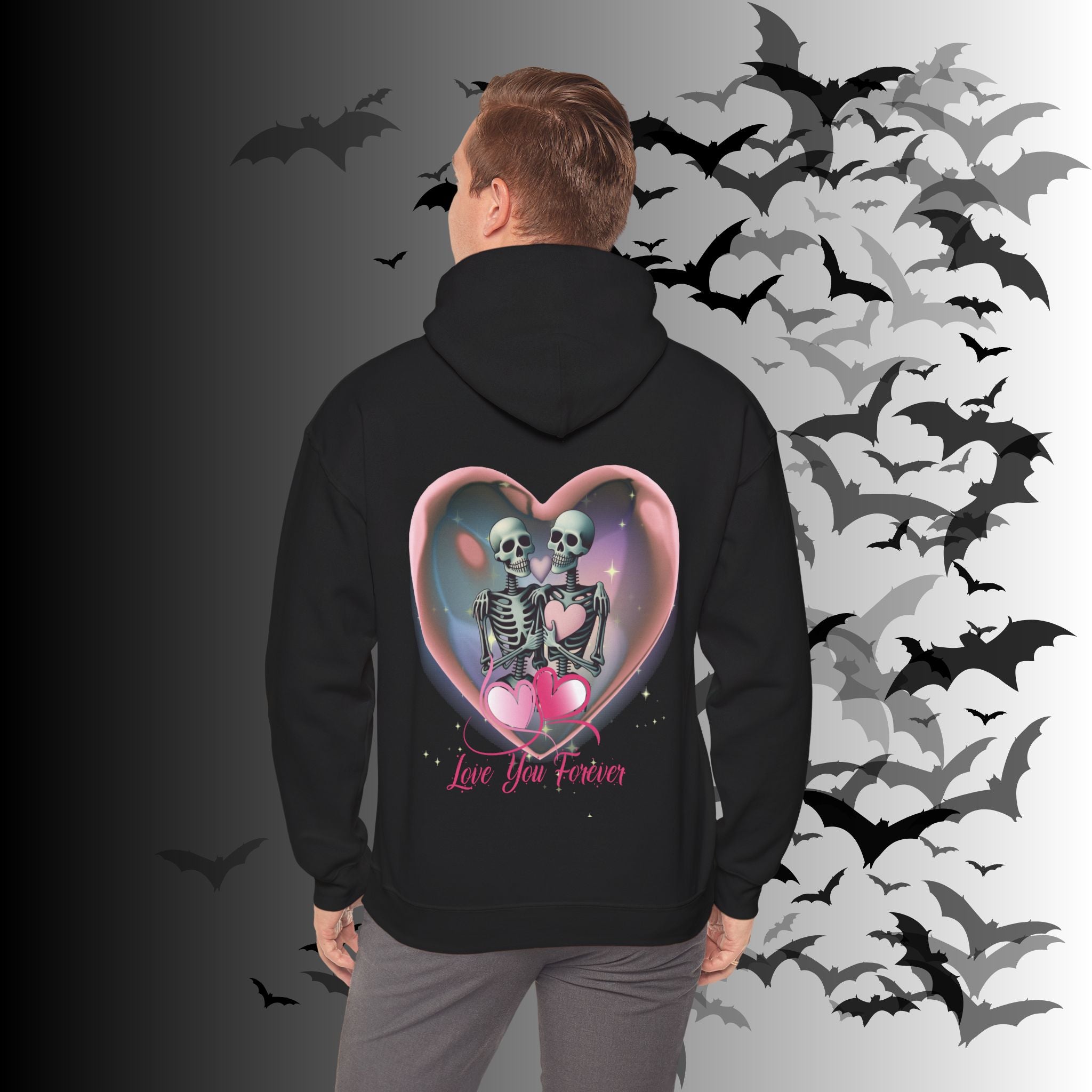 Love You Forever Skeleton Hoodie — Gothic Valentine's Couples Pullover
