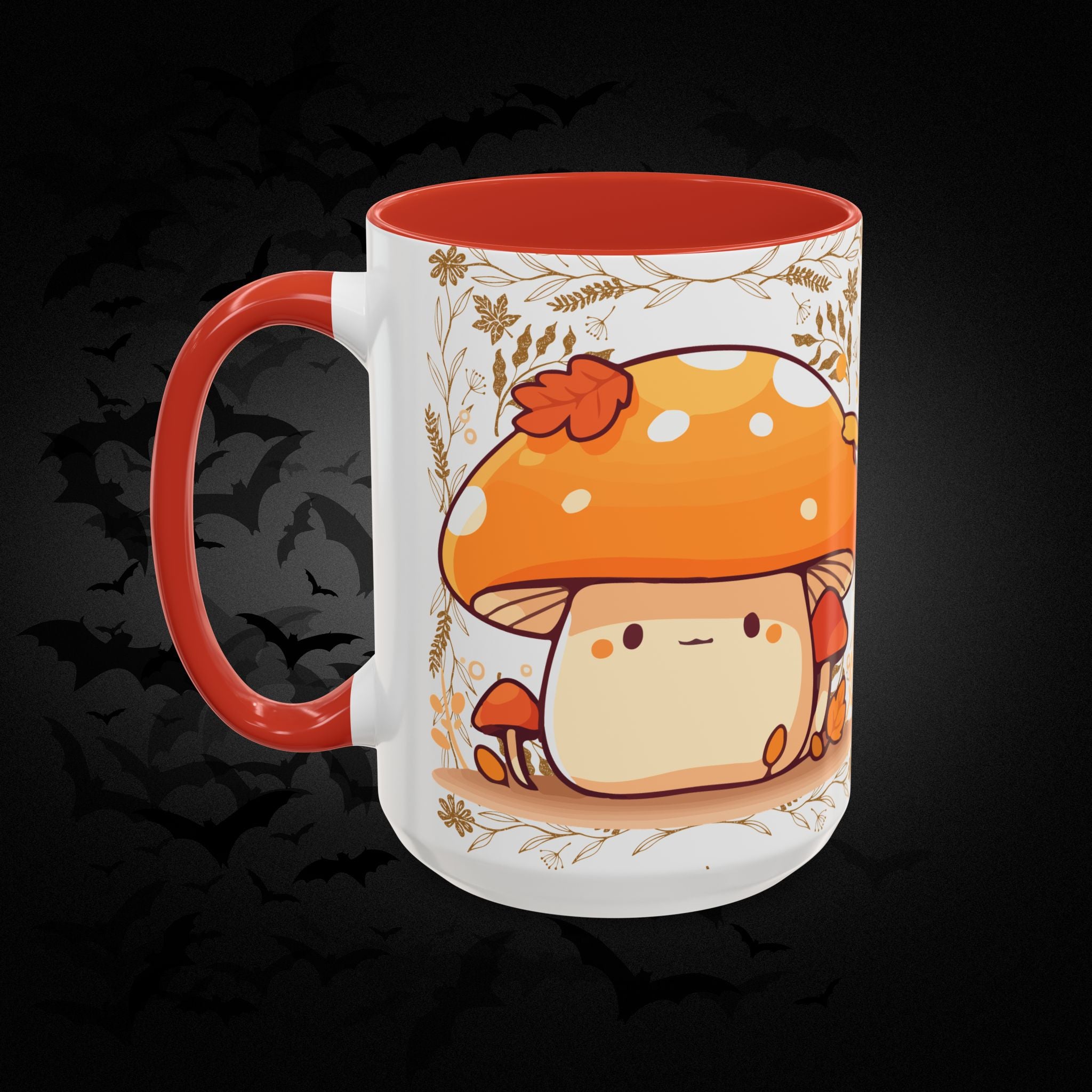 Autumn Mushroom Cute Coffee Mug — Fall Kawaii Accent Mug (11/15oz)