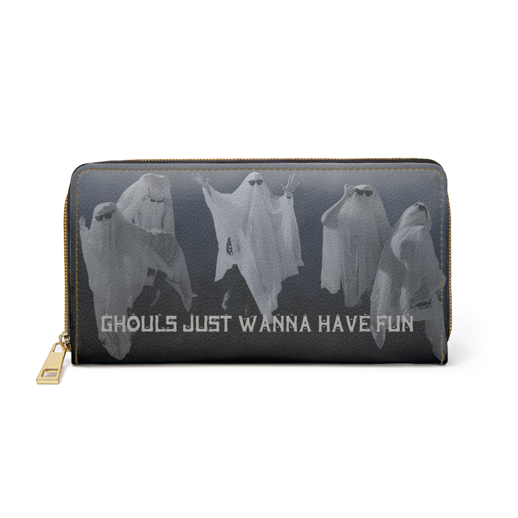 Ghouls Just Wanna Have Fun Wallet | Funny Ghost Faux Leather Zipper Clutch