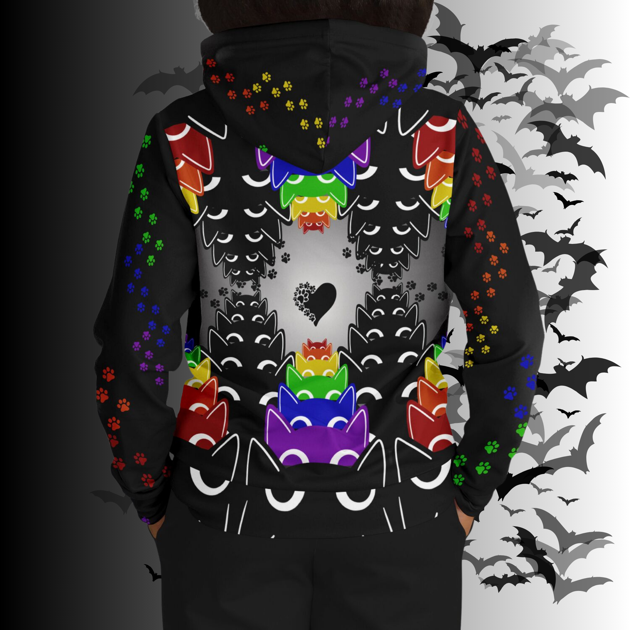 Rainbow Cats All Over Print Hoodie