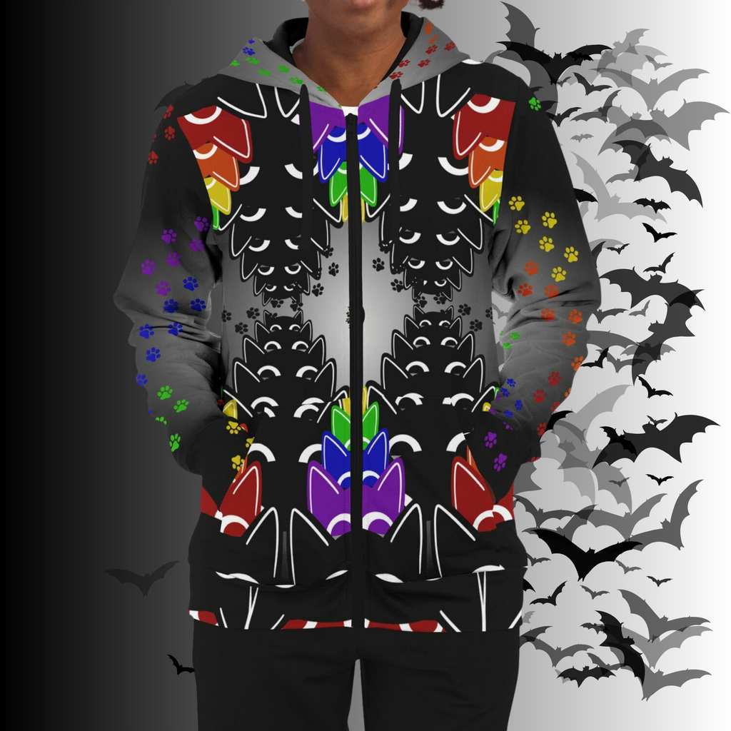 Rainbow Cats All Over Print Zip Hoodie