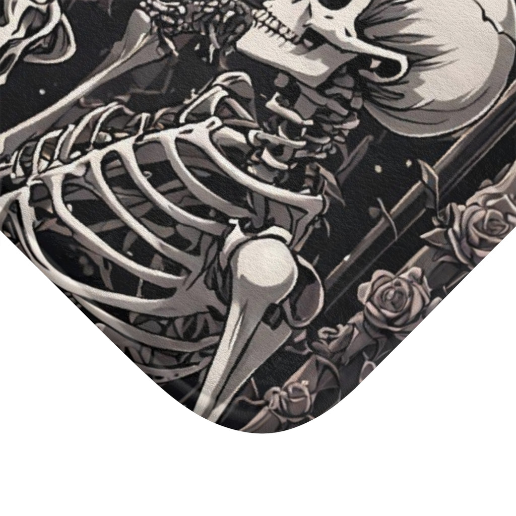 Skeleton Love Bath Mat — Gothic Dark Romance Valloween Bathroom Decor