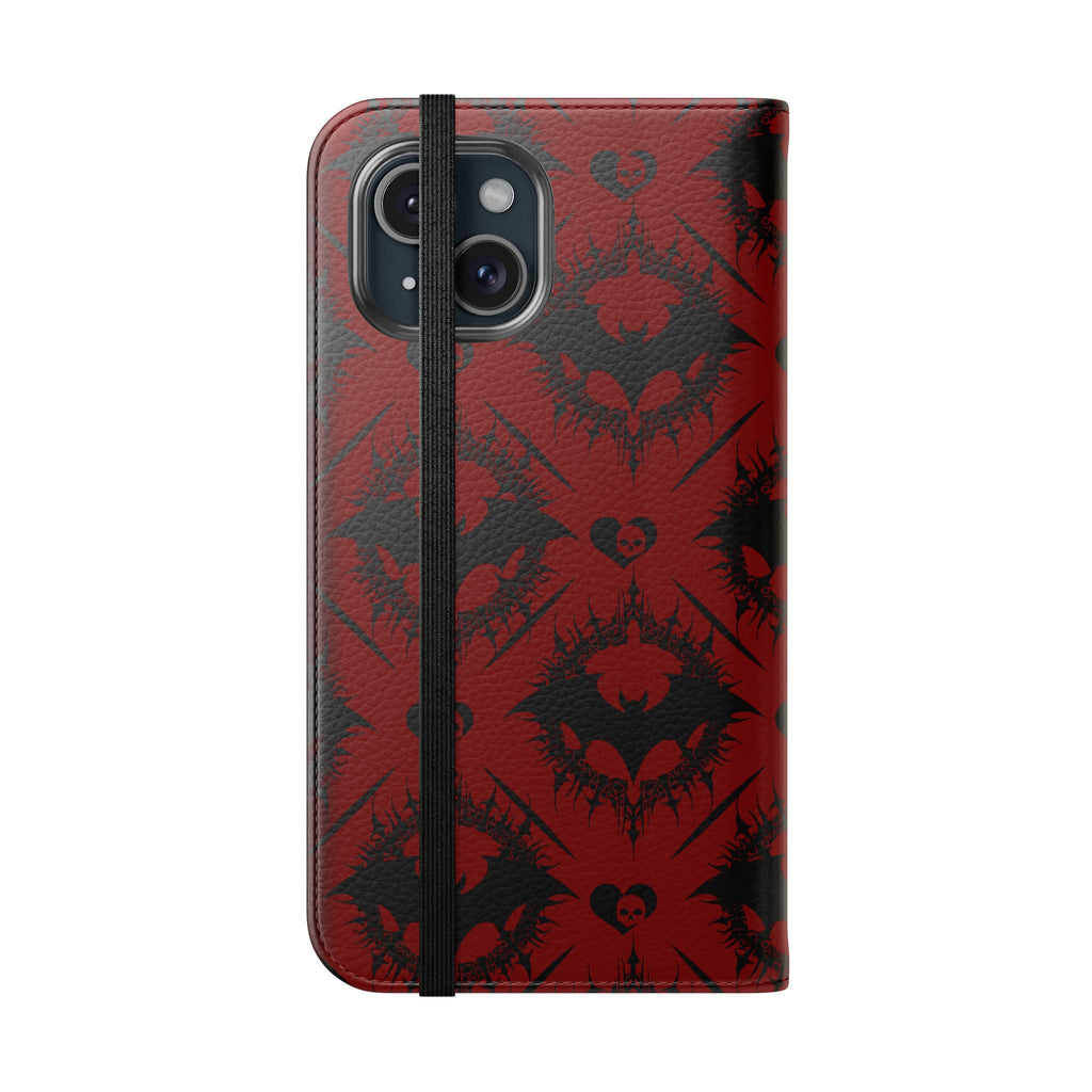 Copy of Gothic Bat Wallet Flip Case - Elegant Goth Phone Wallet - Bat Pattern Flip Case - Gothic Phone Case - Stylish Wallet Phone Case