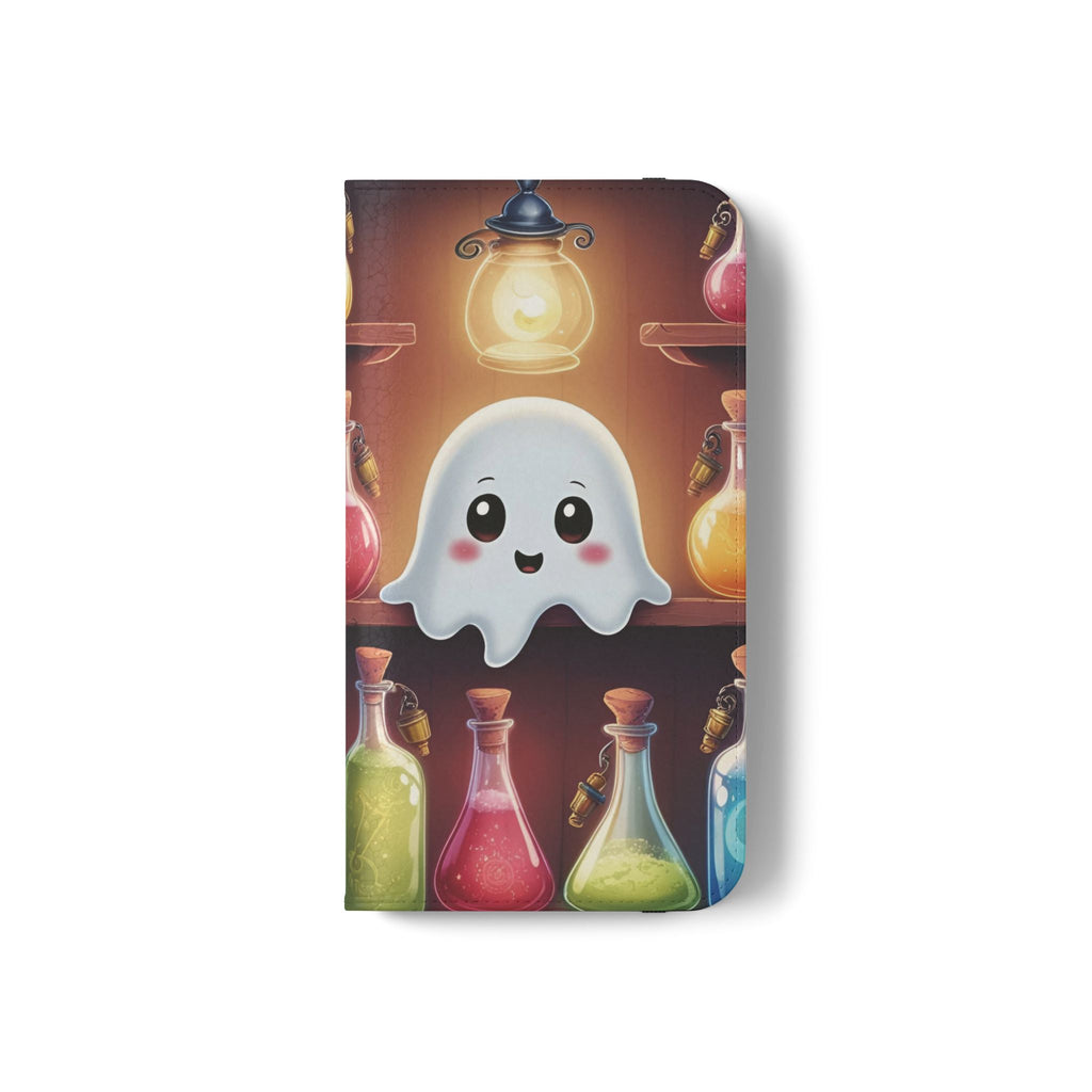 Apothecary Ghost Flip Wallet Case - Spooky Halloween Phone Case - Gothic Ghost Smartphone Case -  Ghost on a Shelf Wallet Case