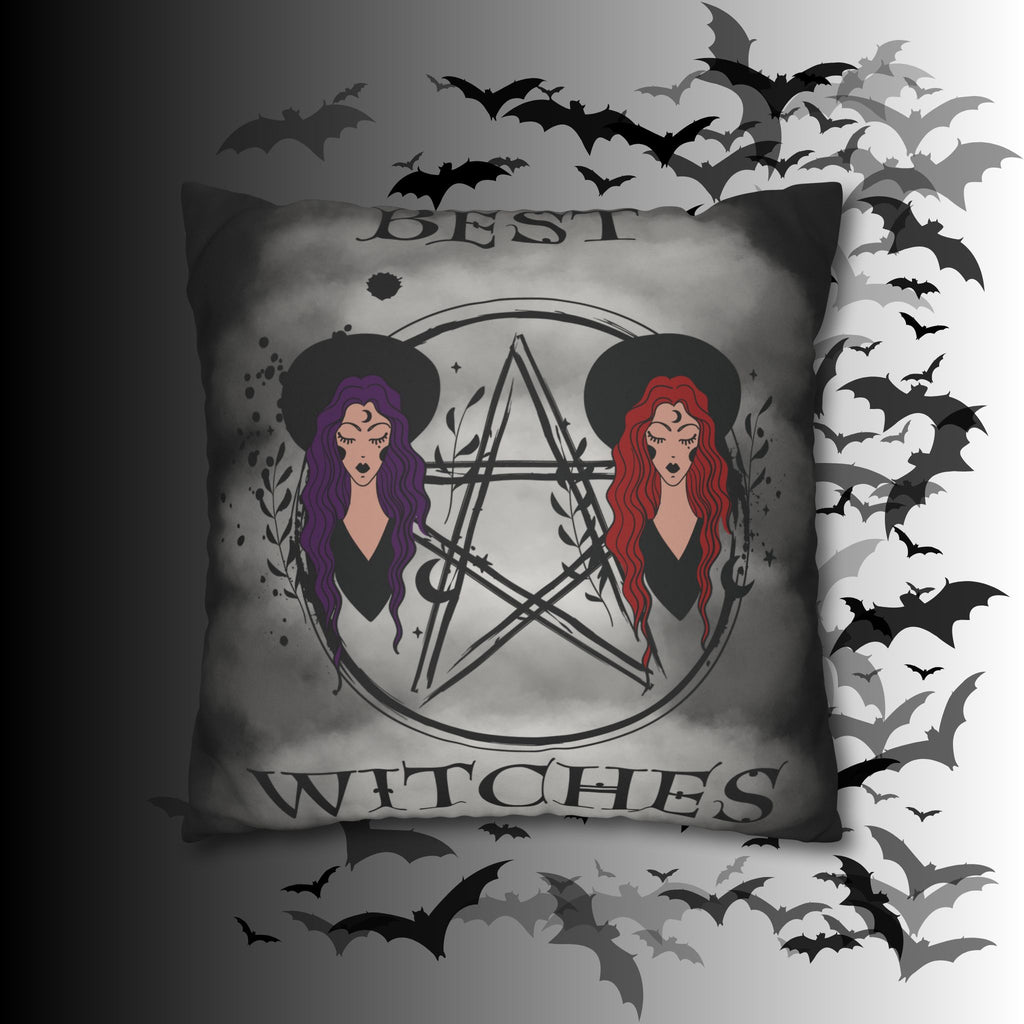 Best Witches Gothic BFF Throw Pillow — Witch Dark Cottagecore Home Decor