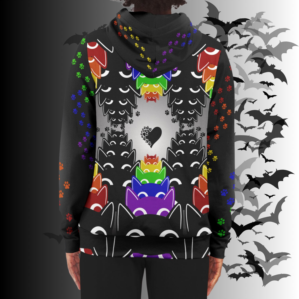 Rainbow Cats All Over Print Zip Hoodie