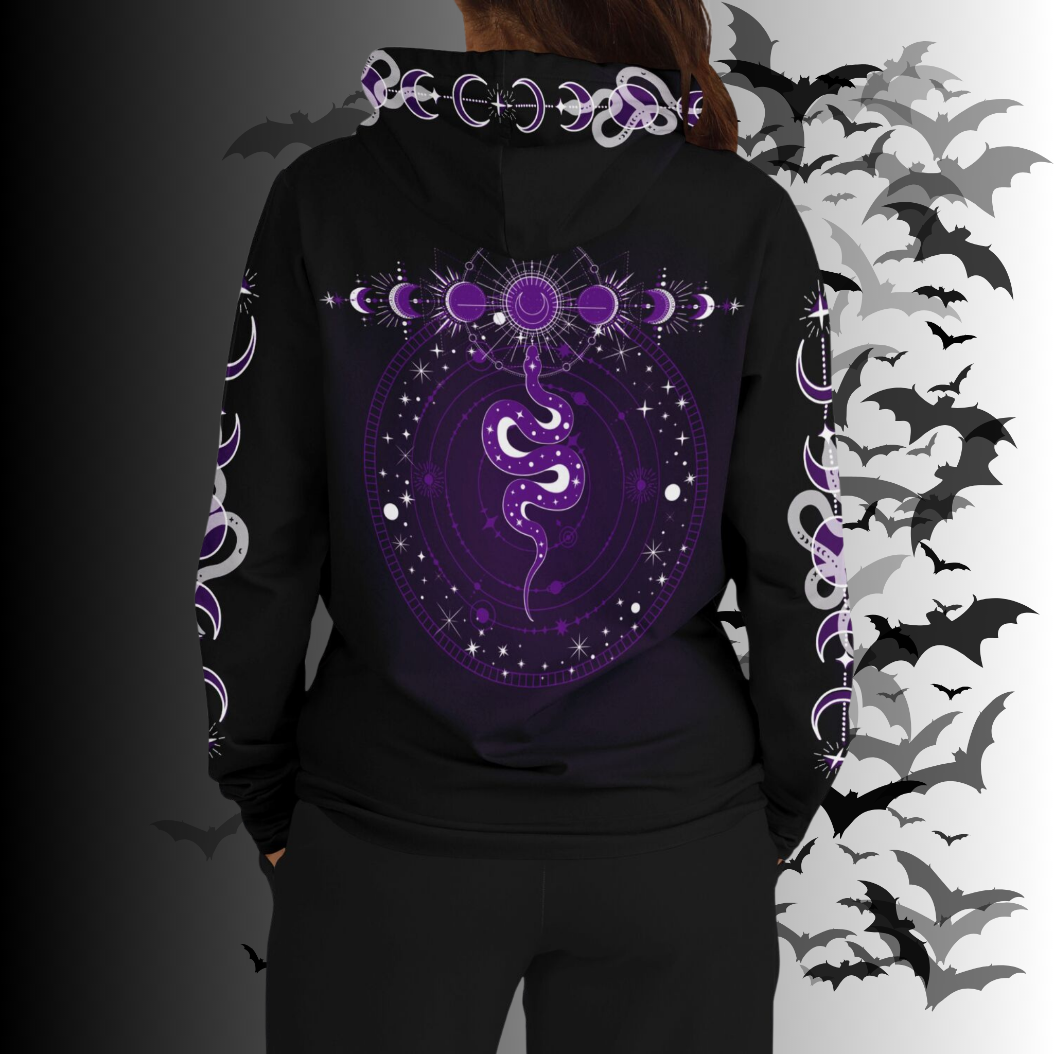 Purple Celestial Serpent All Over Print Hoodie