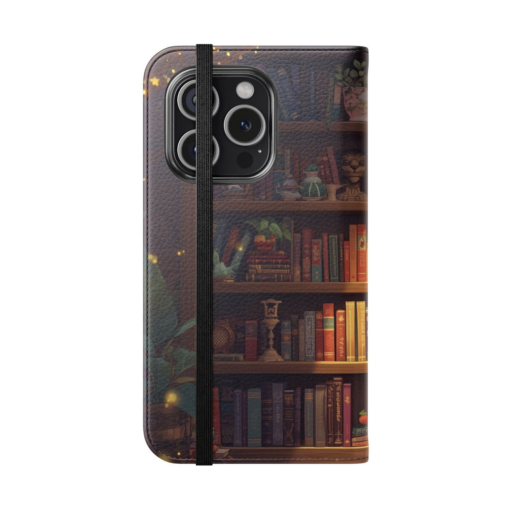 Whimsigoth Bookcase Wallet Flip Case - Romantasy Reader Phone Wallet - Book Pattern Flip Case - Bookish Phone Case