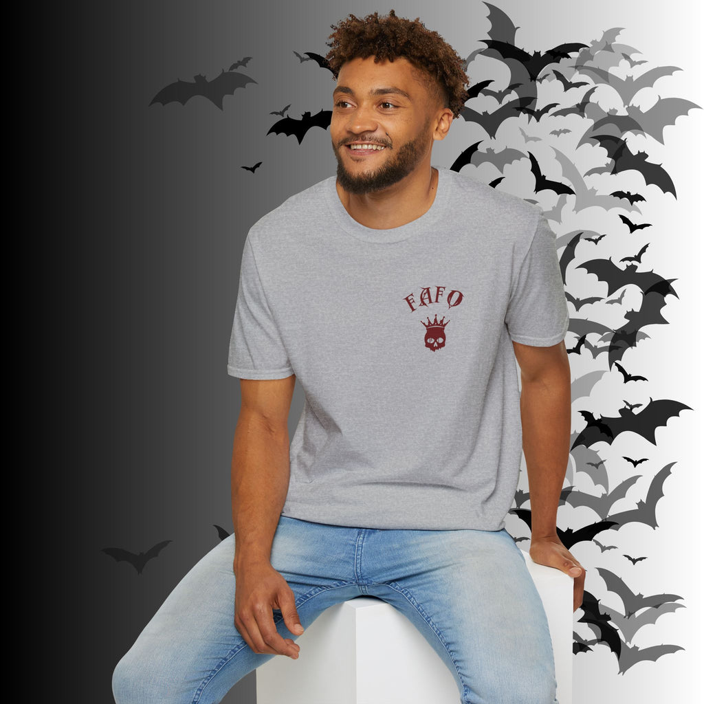 "FAFO" I Identify As A Threat T-Shirt — Gothic Humor Front & Back Print