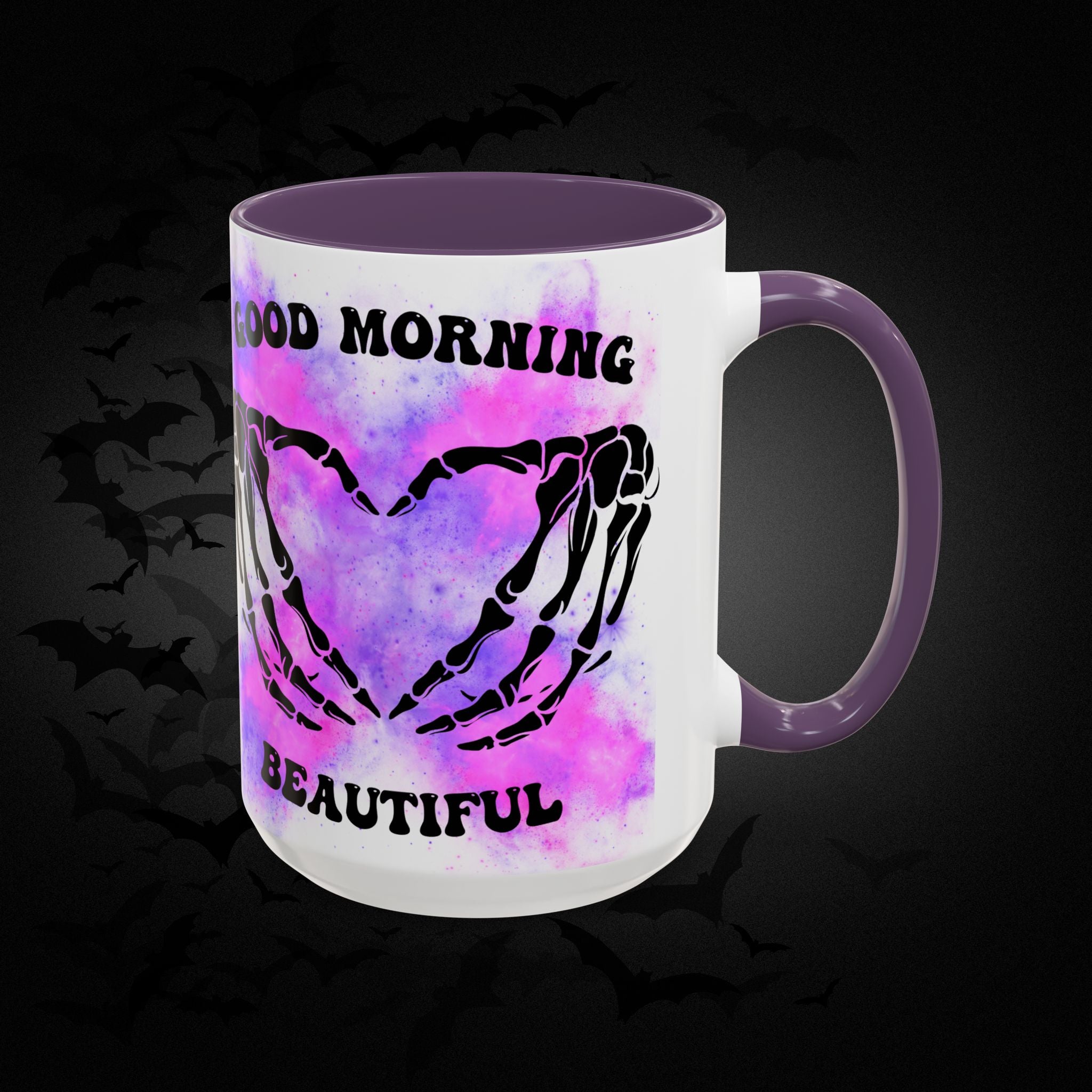 Good Morning Beautiful Fuck Off Skeleton Hands Accent Coffee Mug