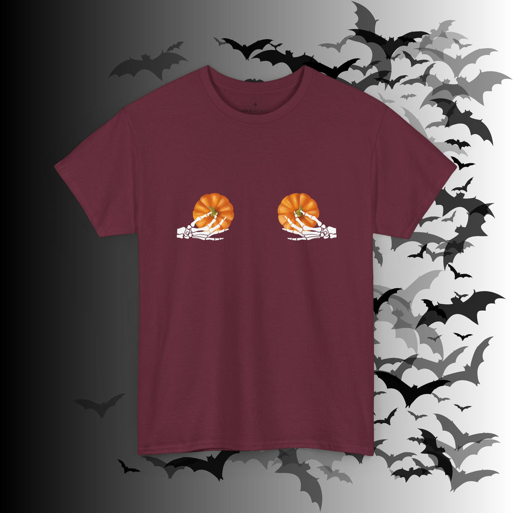 Skeleton Hands Pumpkin Halloween T-Shirt — Funny Spooky Season Tee