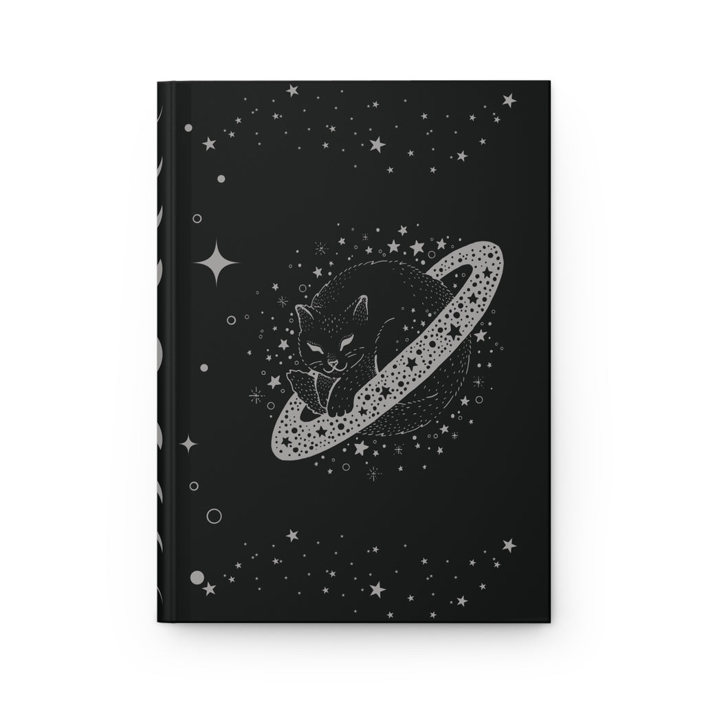 Celestial Galaxy Cat Journal — Dark Witchy Hardcover Spell Book