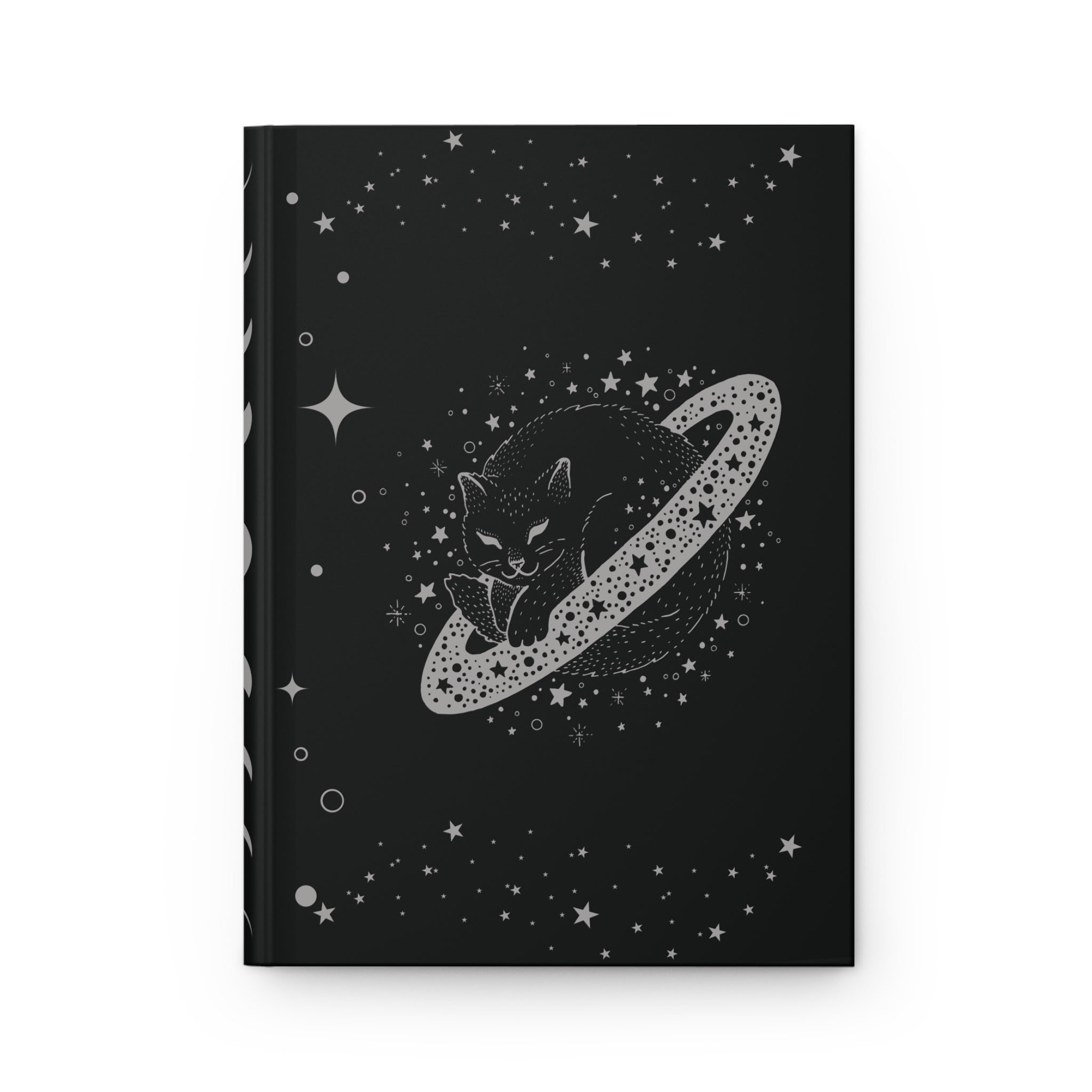 Celestial Galaxy Cat Journal — Dark Witchy Hardcover Spell Book