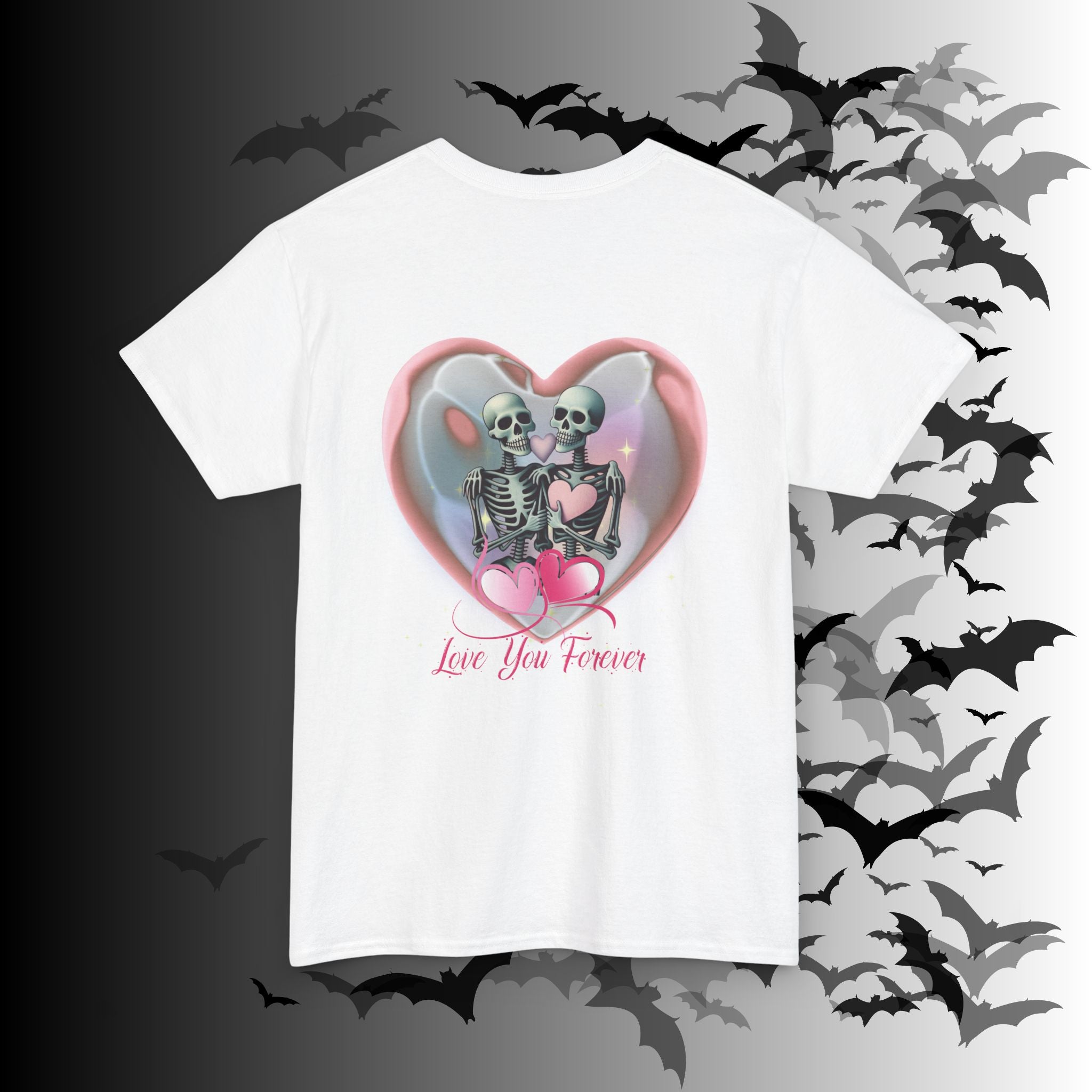 "Love You Forever" Gothic Skeleton Couples T-Shirt — Goth Valentine's Day Matching Tee