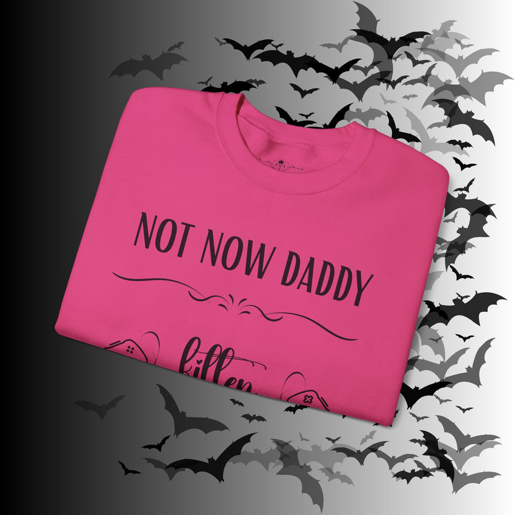 Not Now Daddy Kitten Is Gaming Crewneck Sweatshirt — Funny Gamer Sweater