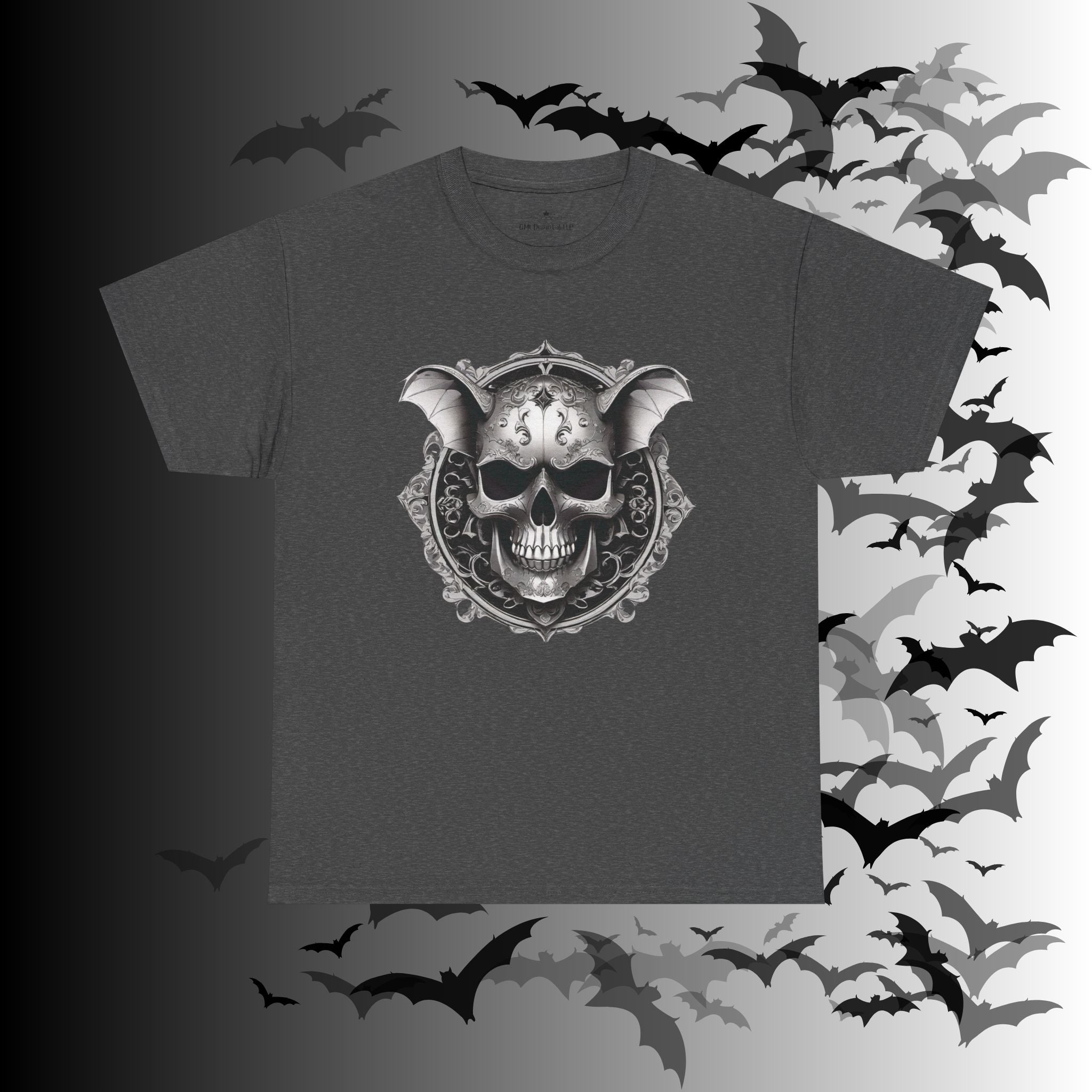 Gothic Bat Skull Crest T-Shirt — Dark Academia Graphic Tee