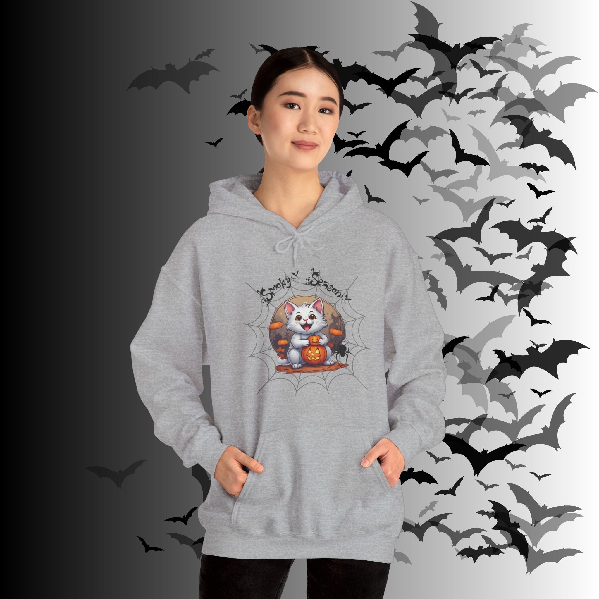 Spooky Season Cat Hoodie — Kawaii Halloween Pumpkin Pullover