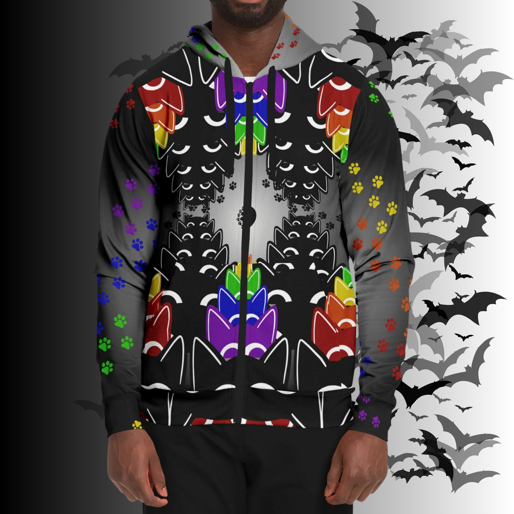 Rainbow Cats All Over Print Zip Hoodie