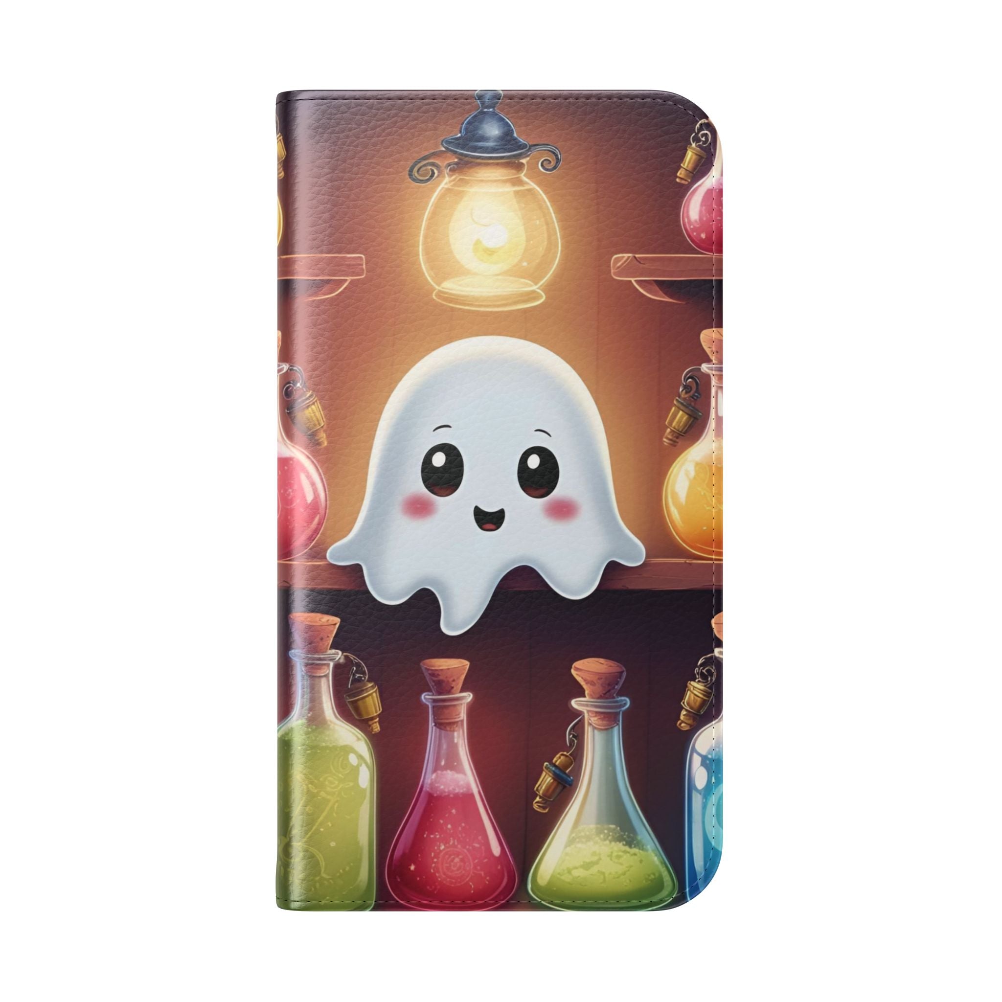 Apothecary Ghost Flip Wallet Case - Spooky Halloween Phone Case - Gothic Ghost Smartphone Case -  Ghost on a Shelf Wallet Case