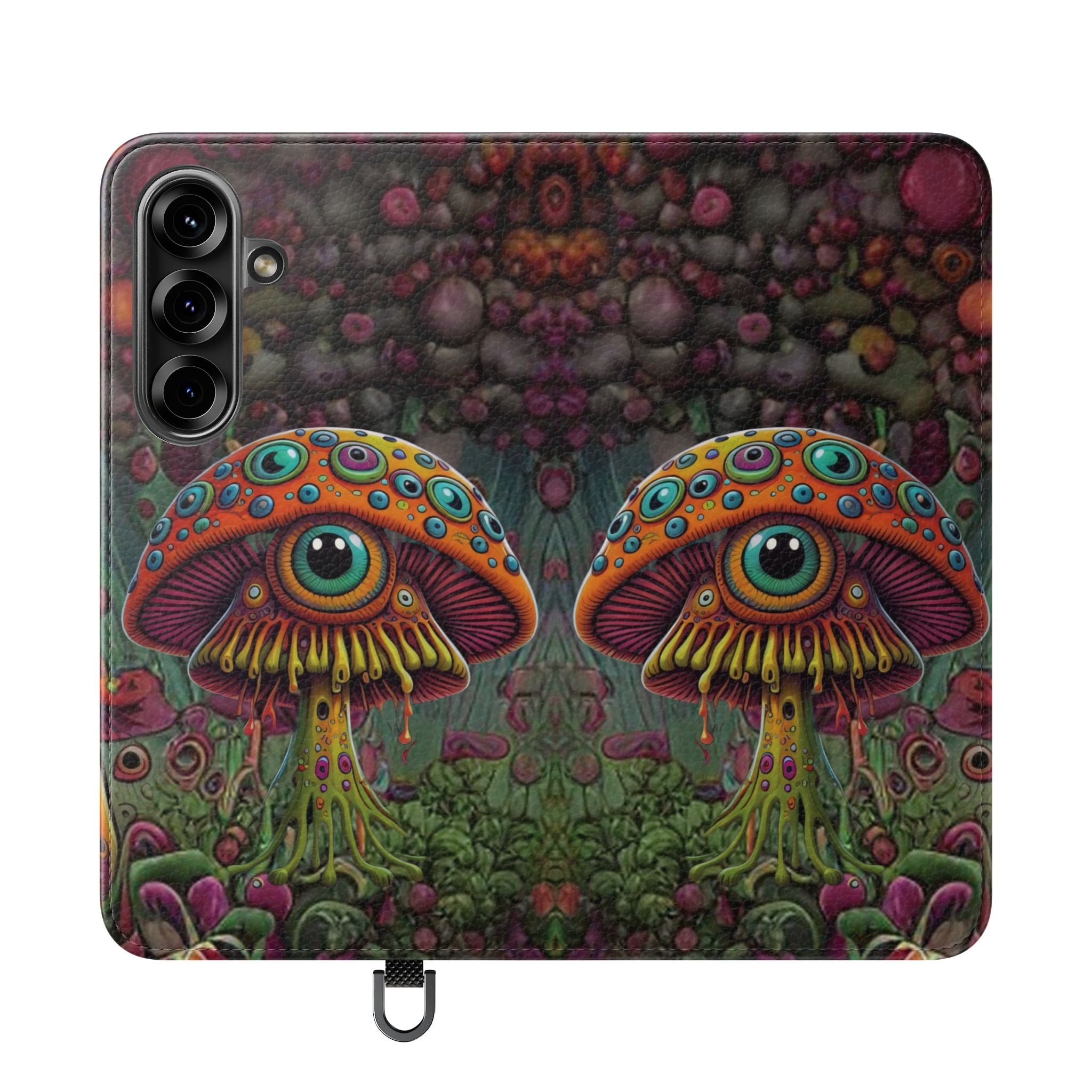 Trippy Mushroom Cottagecore Flip Wallet Phone Case - Mushroom Wallet Case for Samsung iPhone - Psychedelic Wallet Phone Cases