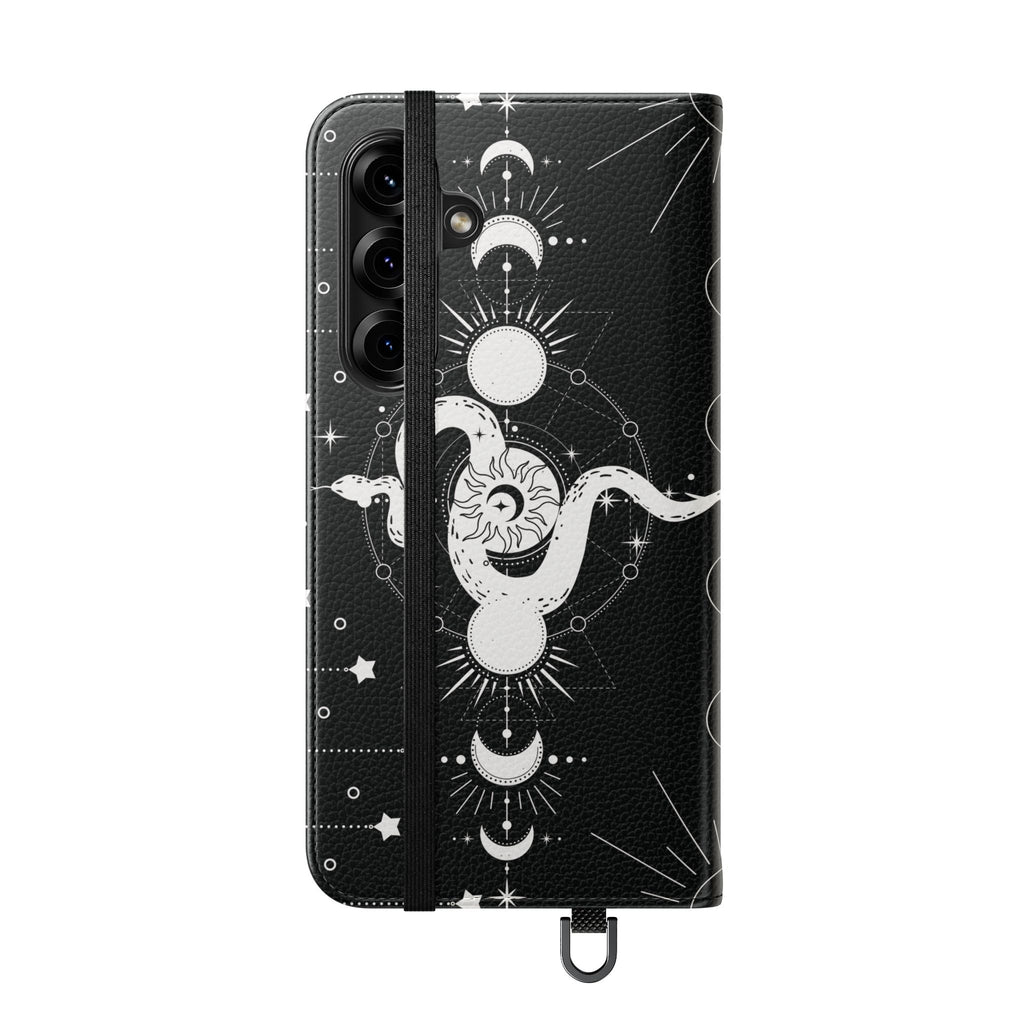 Gothic Style Celestial Snake Moon Phases Wallet Flip PhoneCase - Celestial Style Phone Case for iPhone and Samsung - Moon Phases Wallet Case