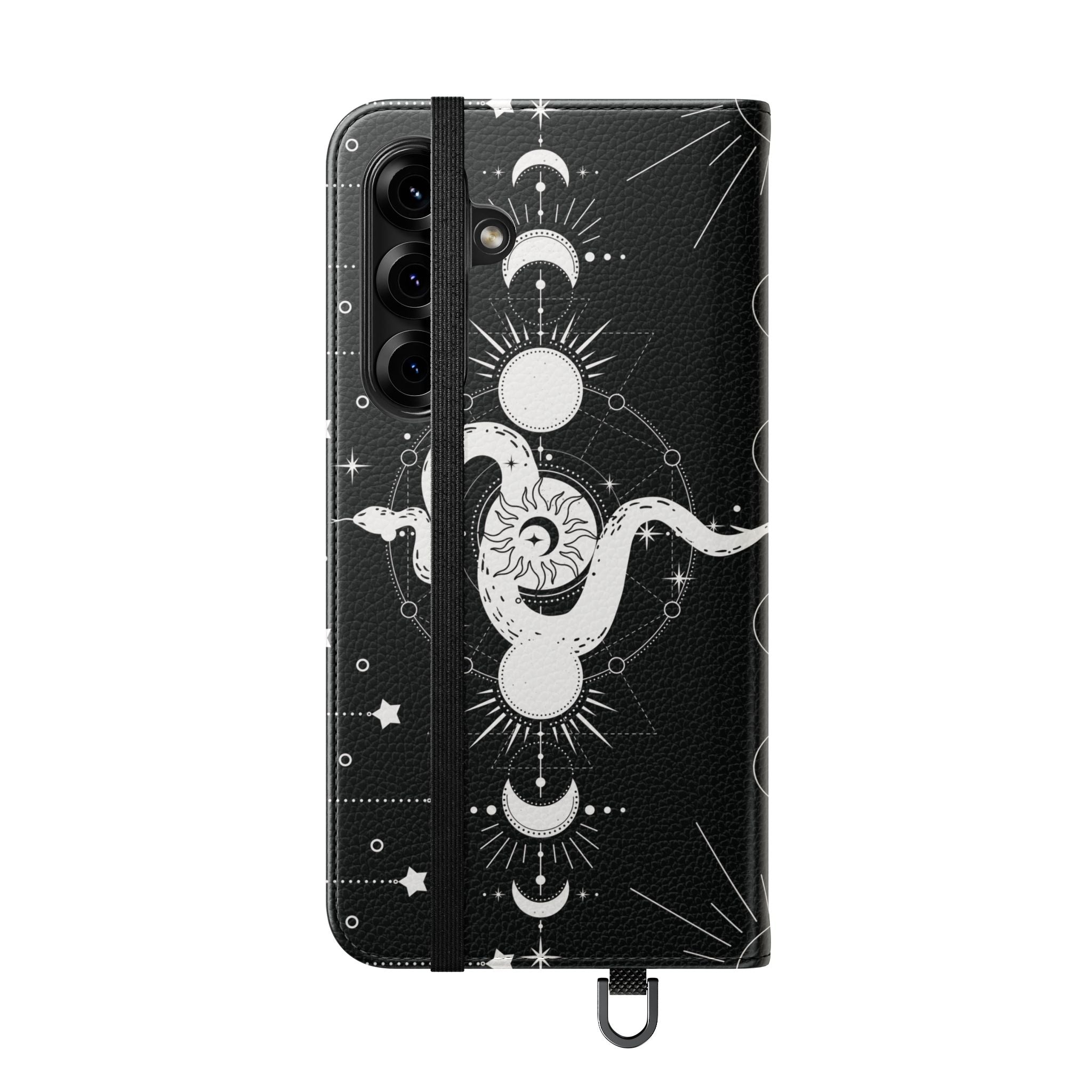 Gothic Style Celestial Snake Moon Phases Wallet Flip PhoneCase - Celestial Style Phone Case for iPhone and Samsung - Moon Phases Wallet Case