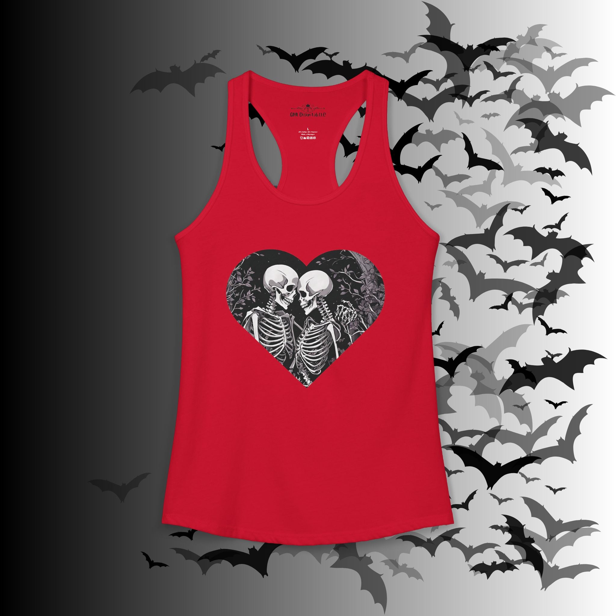 Gothic Skeleton Heart "Forever Yours" Racerback Tank Top — Dark Romance Front & Back