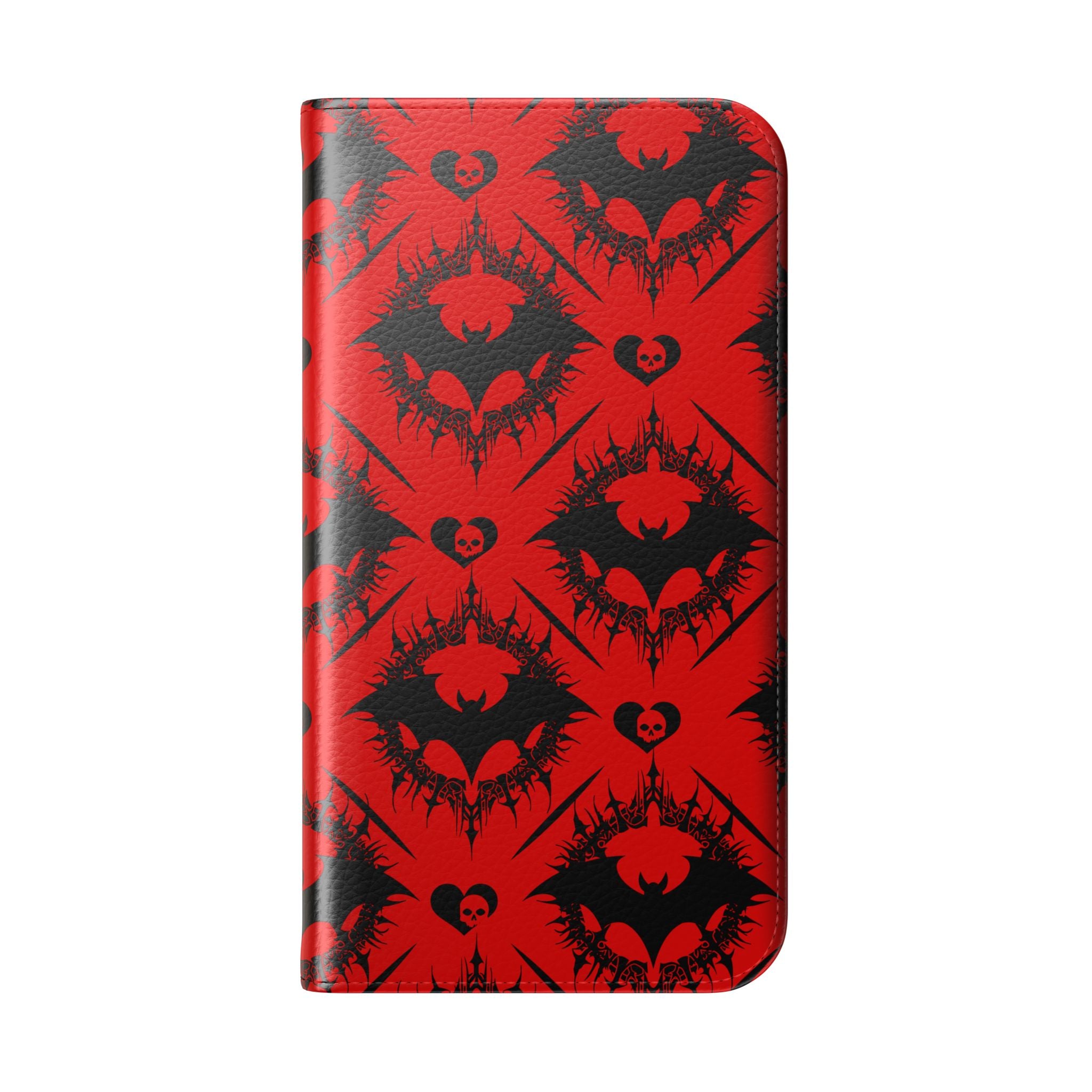 Gothic Bat Wallet Flip Case - Elegant Goth Phone Wallet - Bat Pattern Flip Case - Gothic Phone Case - Stylish Wallet Phone Case