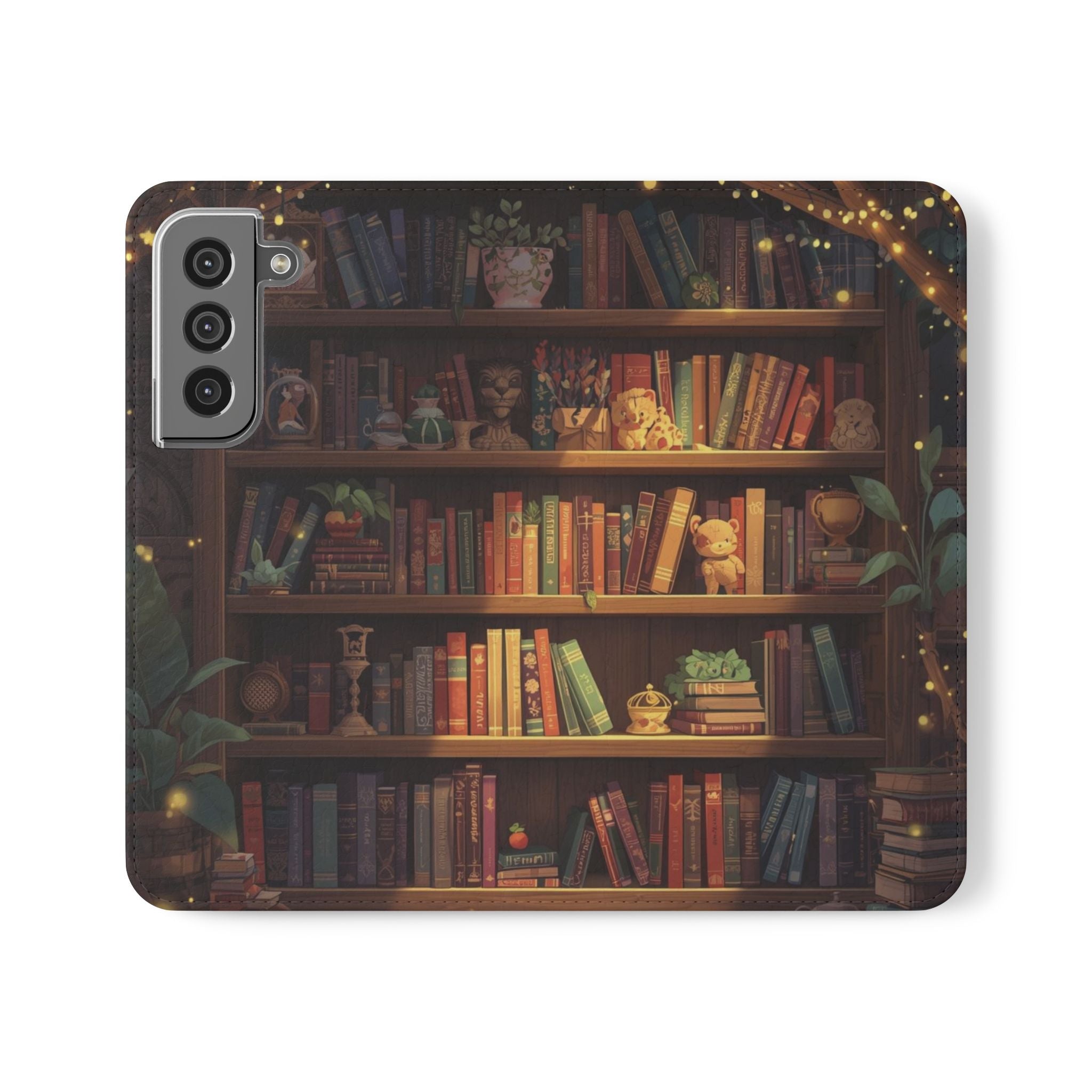 Whimsigoth Bookcase Wallet Flip Case - Romantasy Reader Phone Wallet - Book Pattern Flip Case - Bookish Phone Case