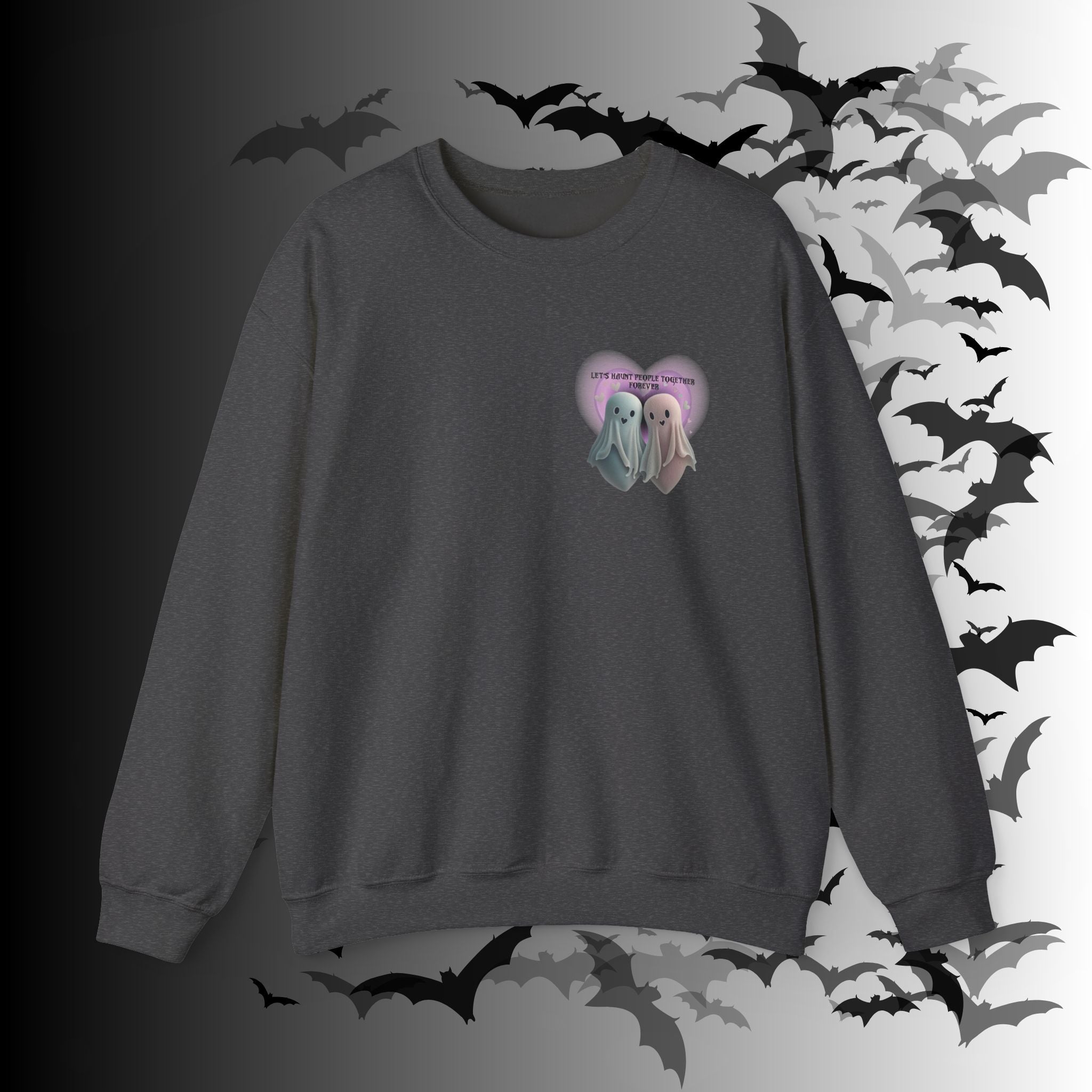Let's Haunt People Together Forever Crewneck Sweatshirt — Gothic Valentine's Couples Ghost