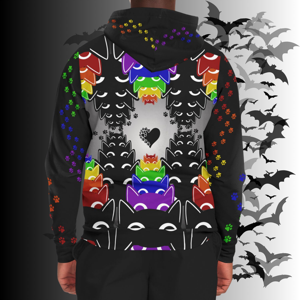 Rainbow Cats All Over Print Zip Hoodie