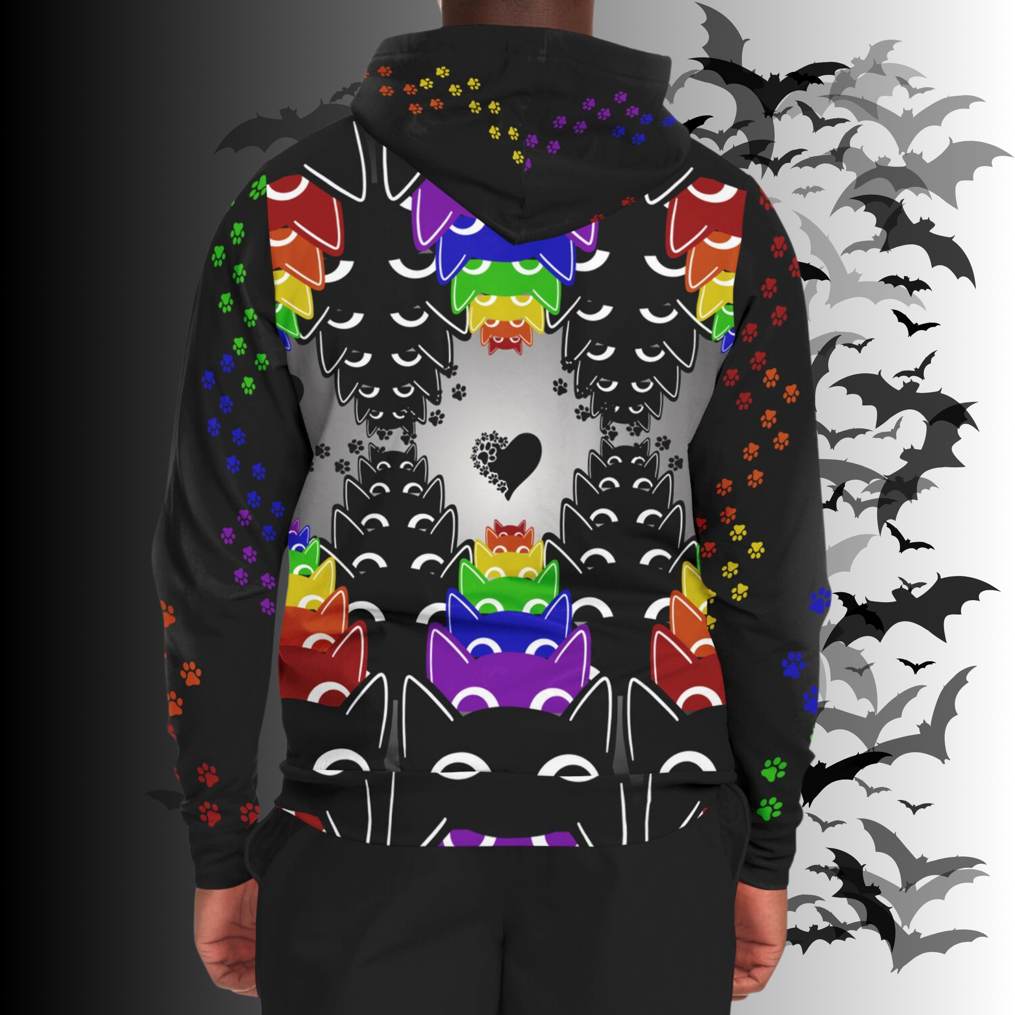 Rainbow Cats All Over Print Zip Hoodie