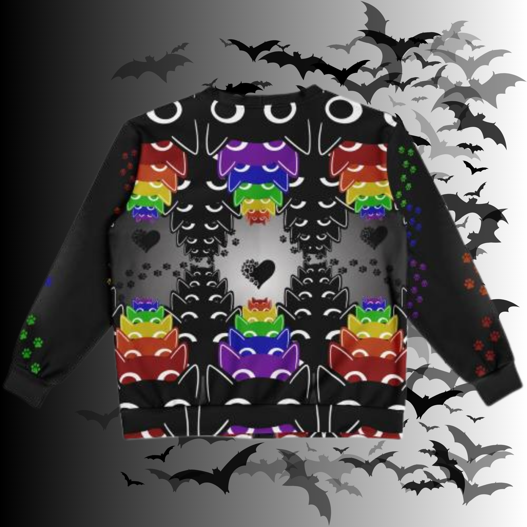 Rainbow Cats All Over Print Cardigan