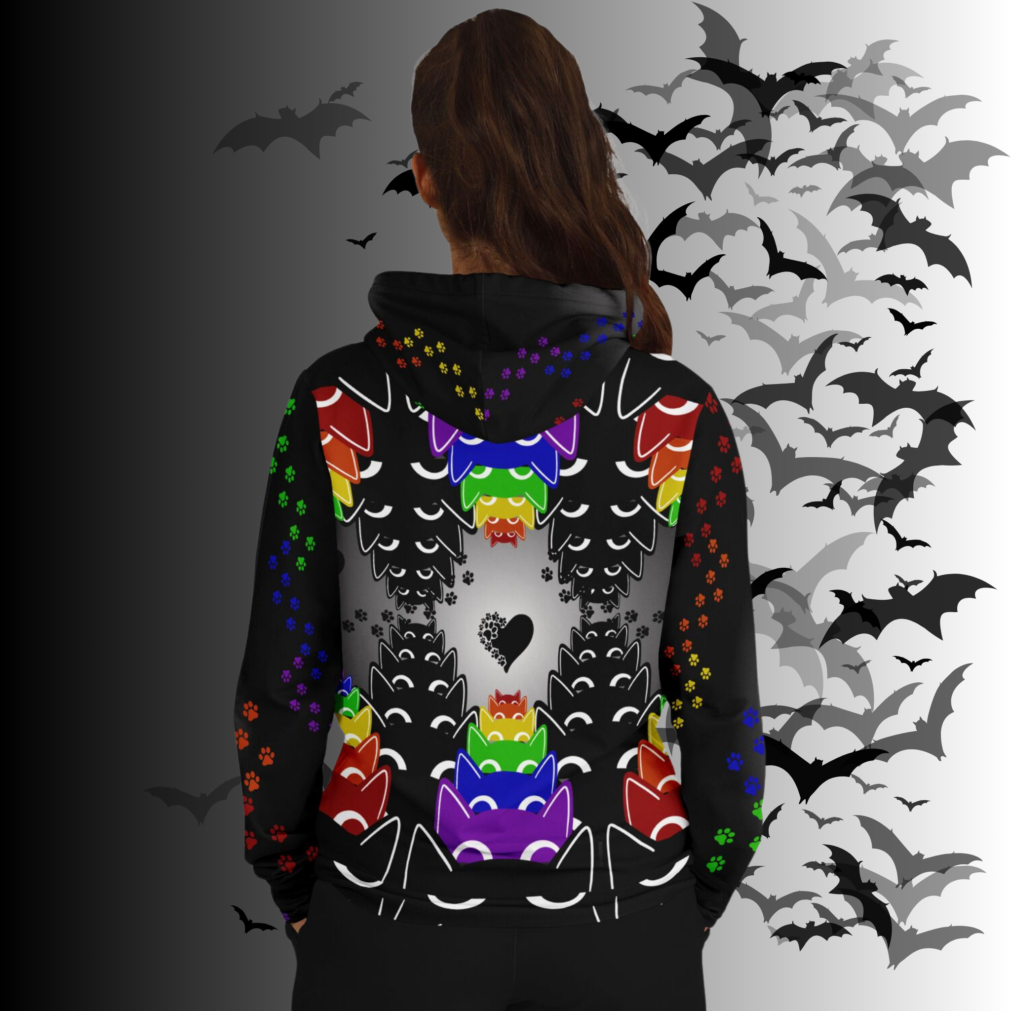 Rainbow Cats All Over Print Hoodie