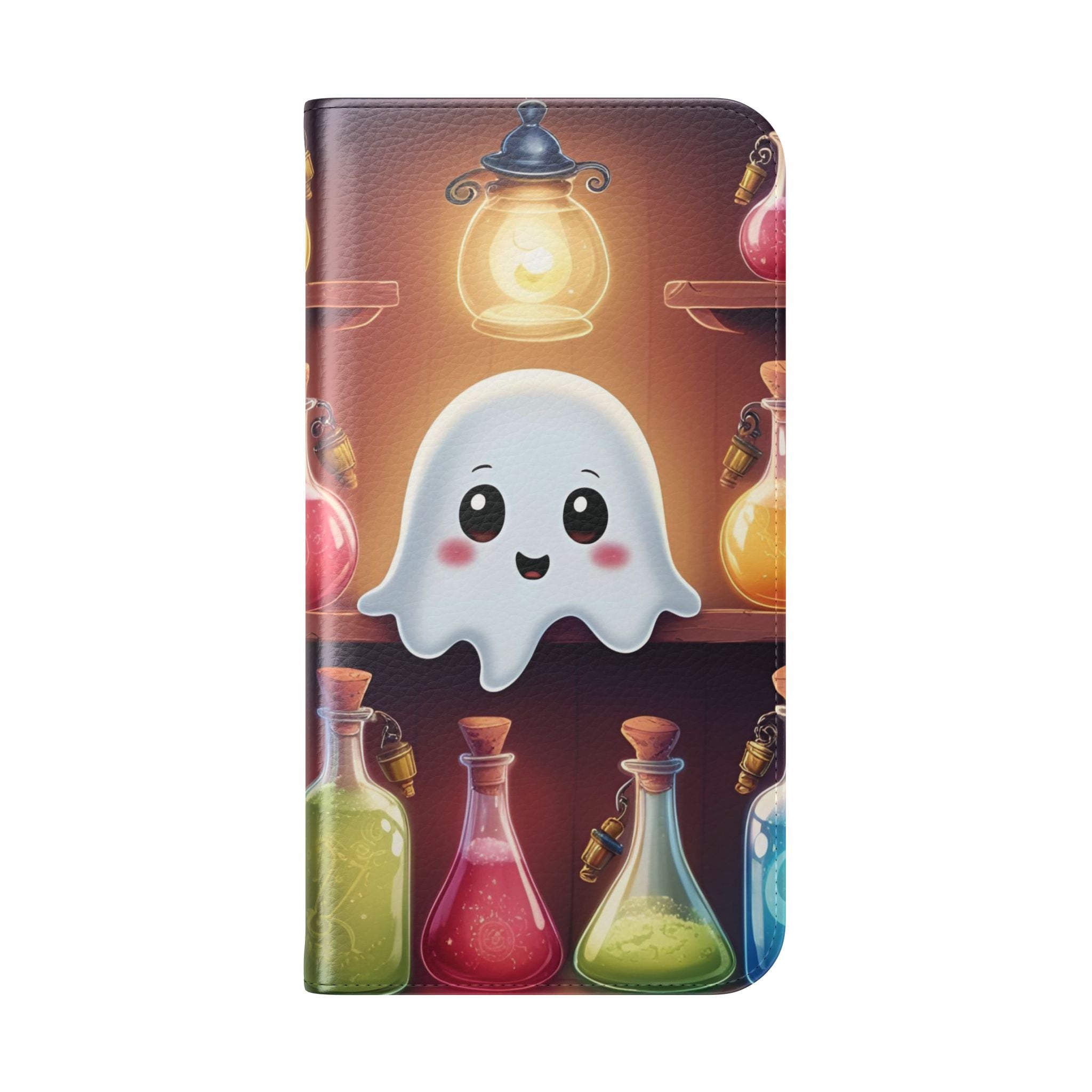Apothecary Ghost Flip Wallet Case - Spooky Halloween Phone Case - Gothic Ghost Smartphone Case -  Ghost on a Shelf Wallet Case