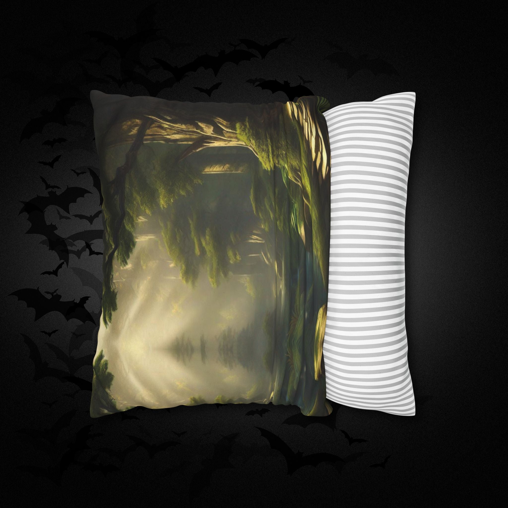 Mystical Forest Throw Pillow — Dark Cottagecore Woodland Home Decor