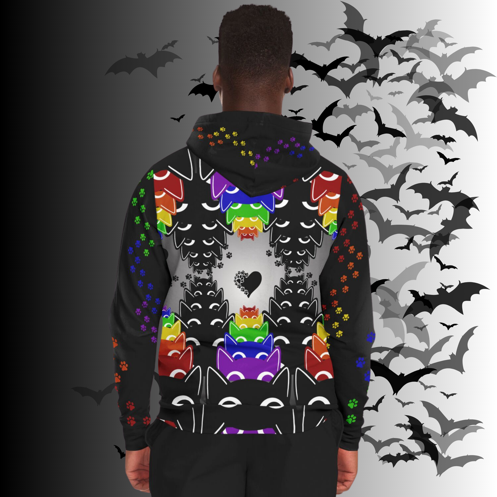 Rainbow Cats All Over Print Zip Hoodie